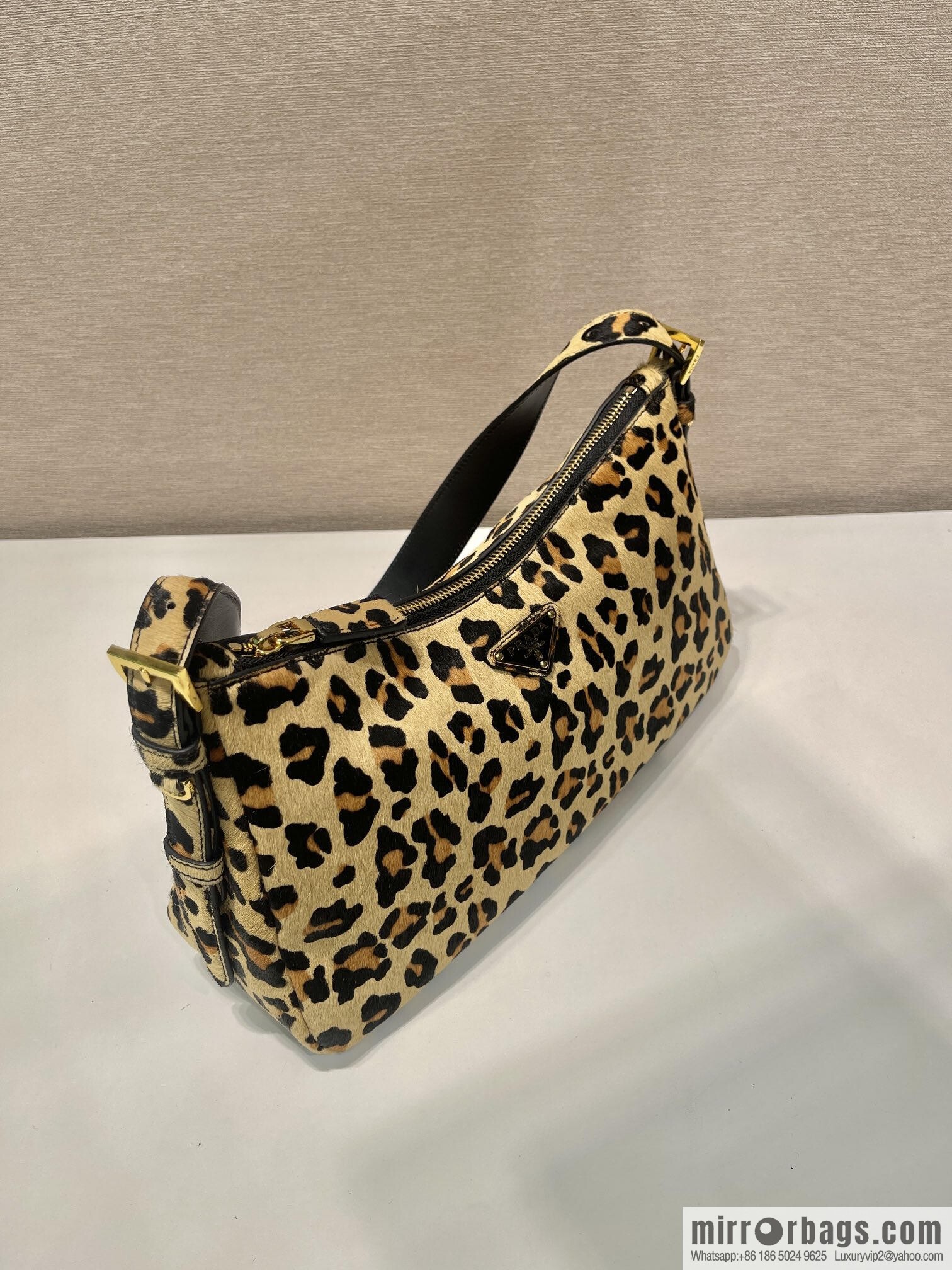 PRADA new Aimee armpit bag 1BC229 leopard print