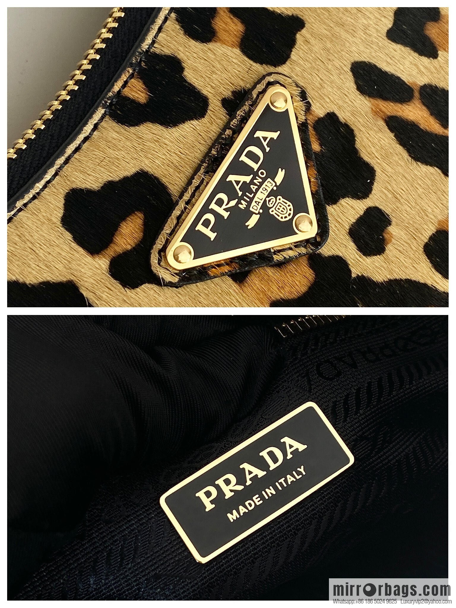 PRADA new Aimee armpit bag 1BC229 leopard print