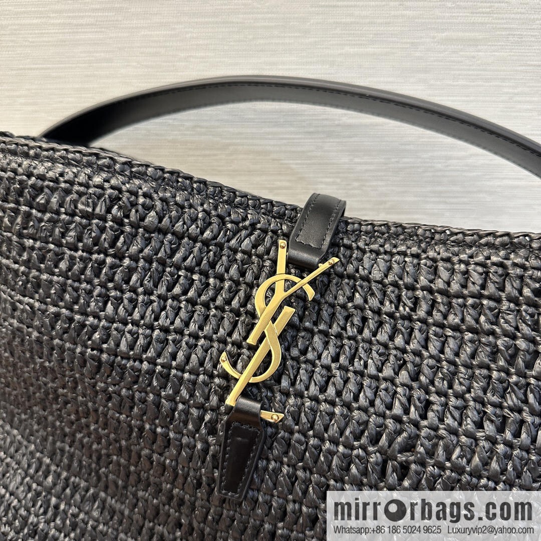 YSL Woven Bucket Bag _ 773991 Black
