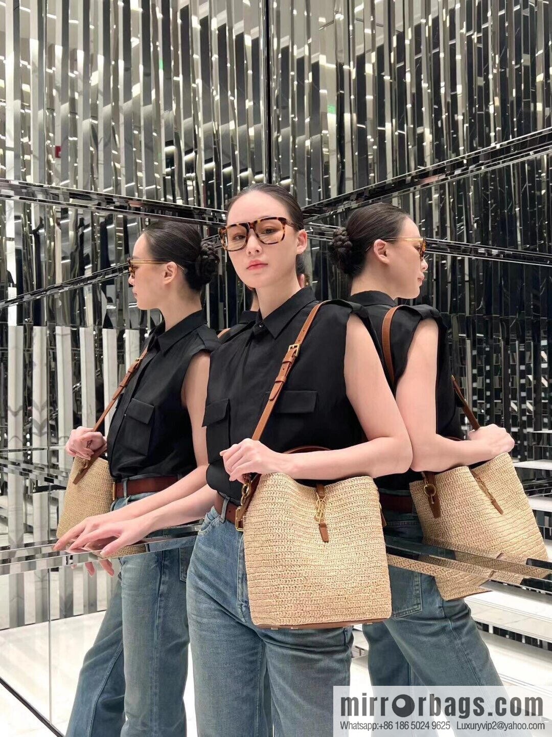 YSL woven bucket bag _ 773991 natural color