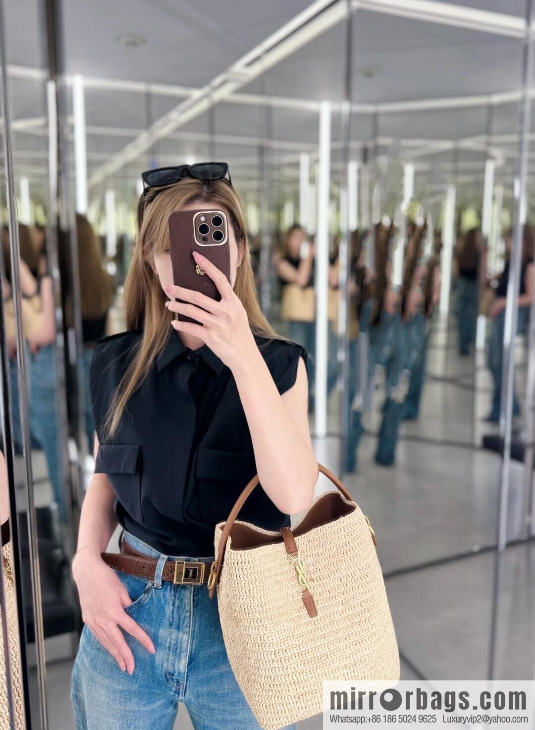 YSL woven bucket bag _ 773991 natural color