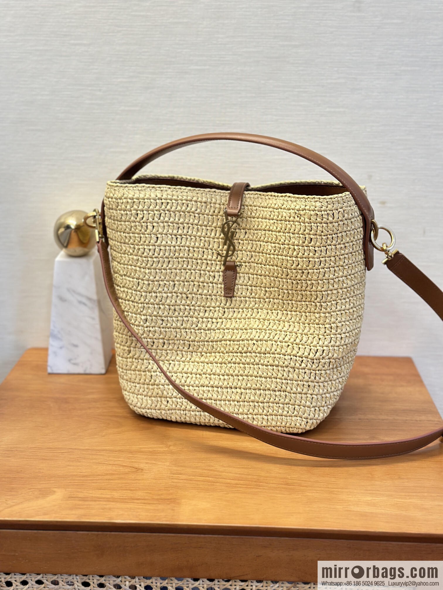 YSL woven bucket bag _ 773991 natural color