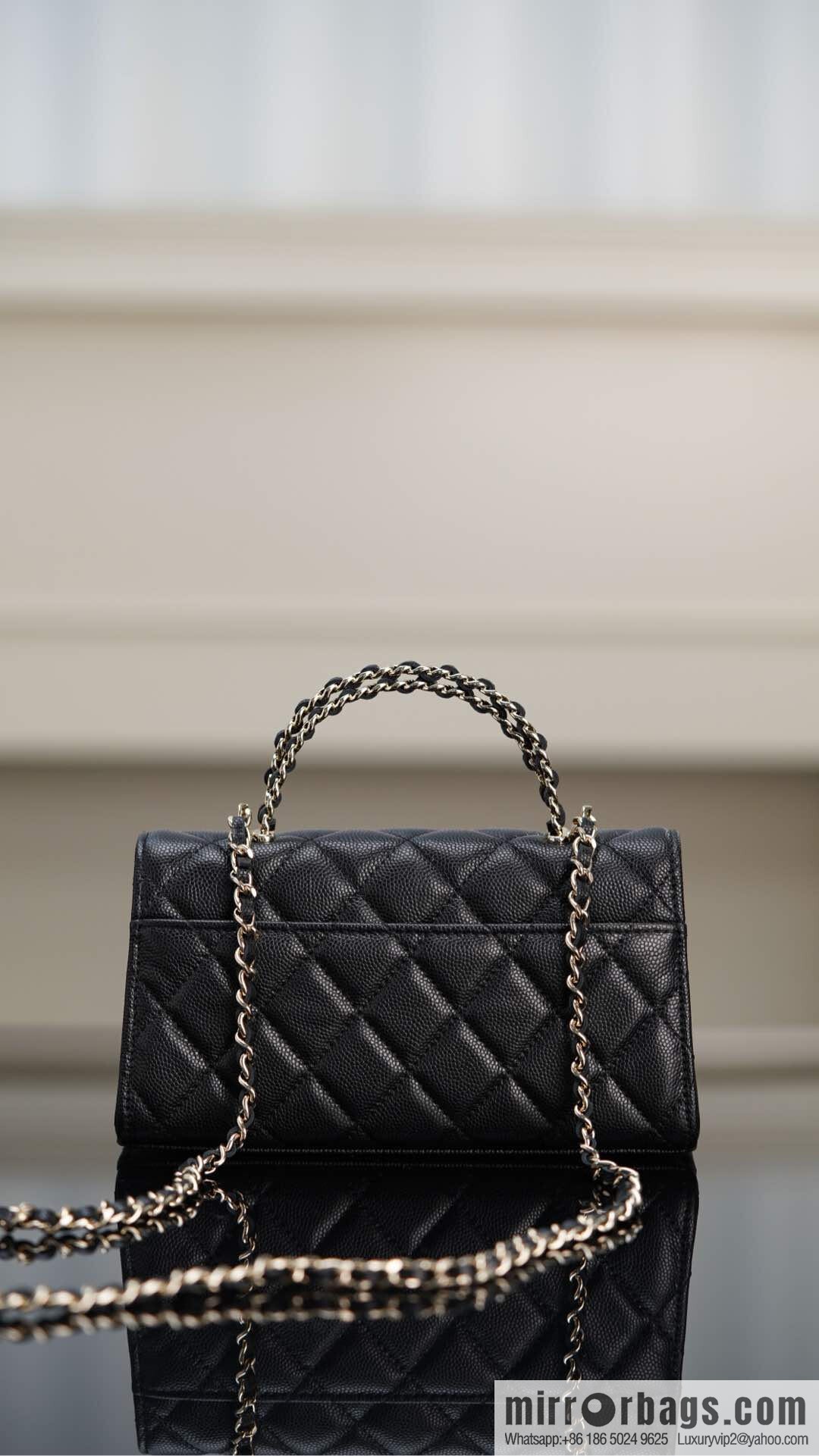 CHANEL 25s Cross Handle Black Gold 🐂 Horizontal AP3238