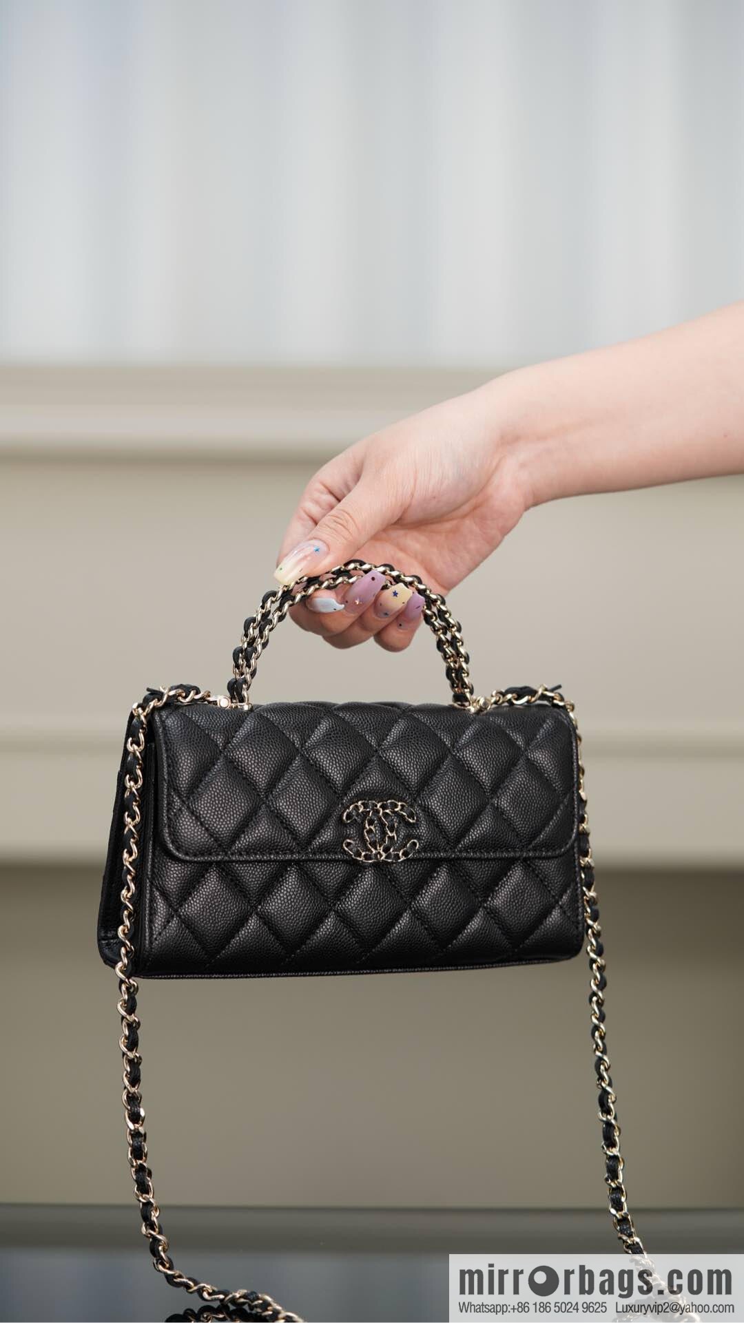 CHANEL 25s Cross Handle Black Gold 🐂 Horizontal AP3238