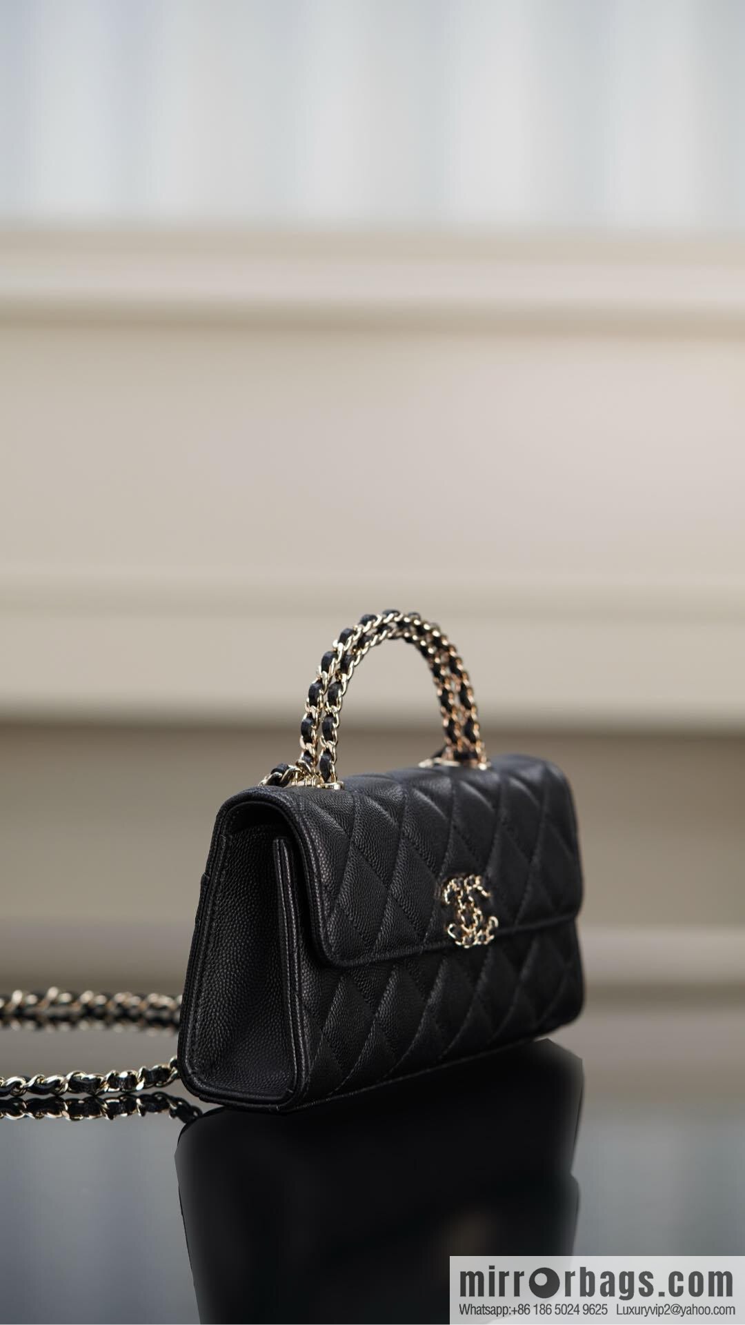 CHANEL 25s Cross Handle Black Gold 🐂 Horizontal AP3238