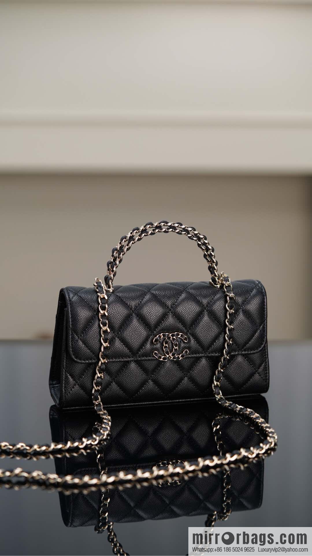 CHANEL 25s Cross Handle Black Gold 🐂 Horizontal AP3238
