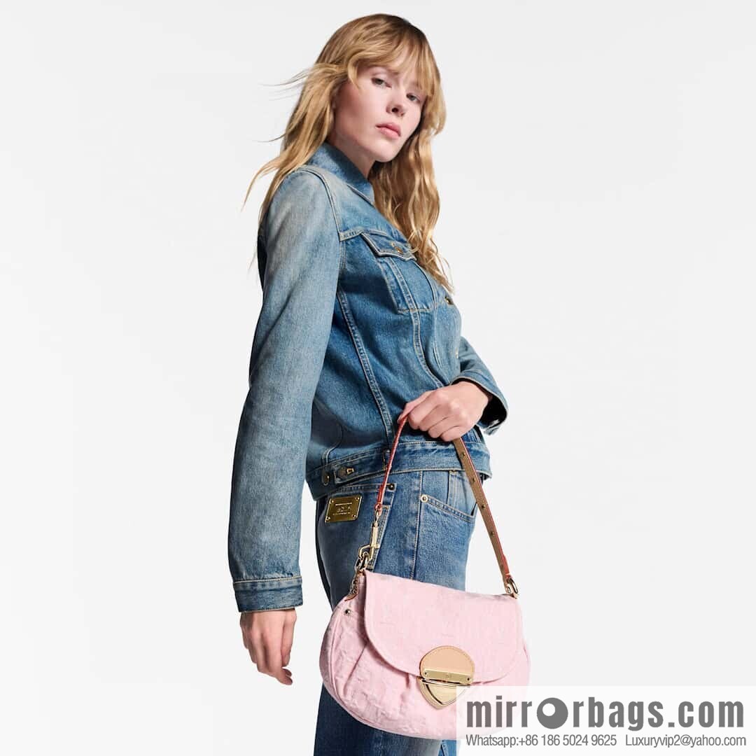 [Boutique‑grade] M13347 pink, denim underarm bag, shoulder bag, SUNSET handbag.