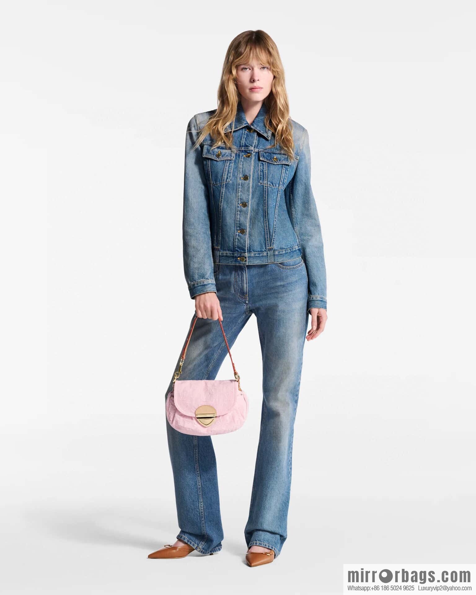 [Boutique‑grade] M13347 pink, denim underarm bag, shoulder bag, SUNSET handbag.