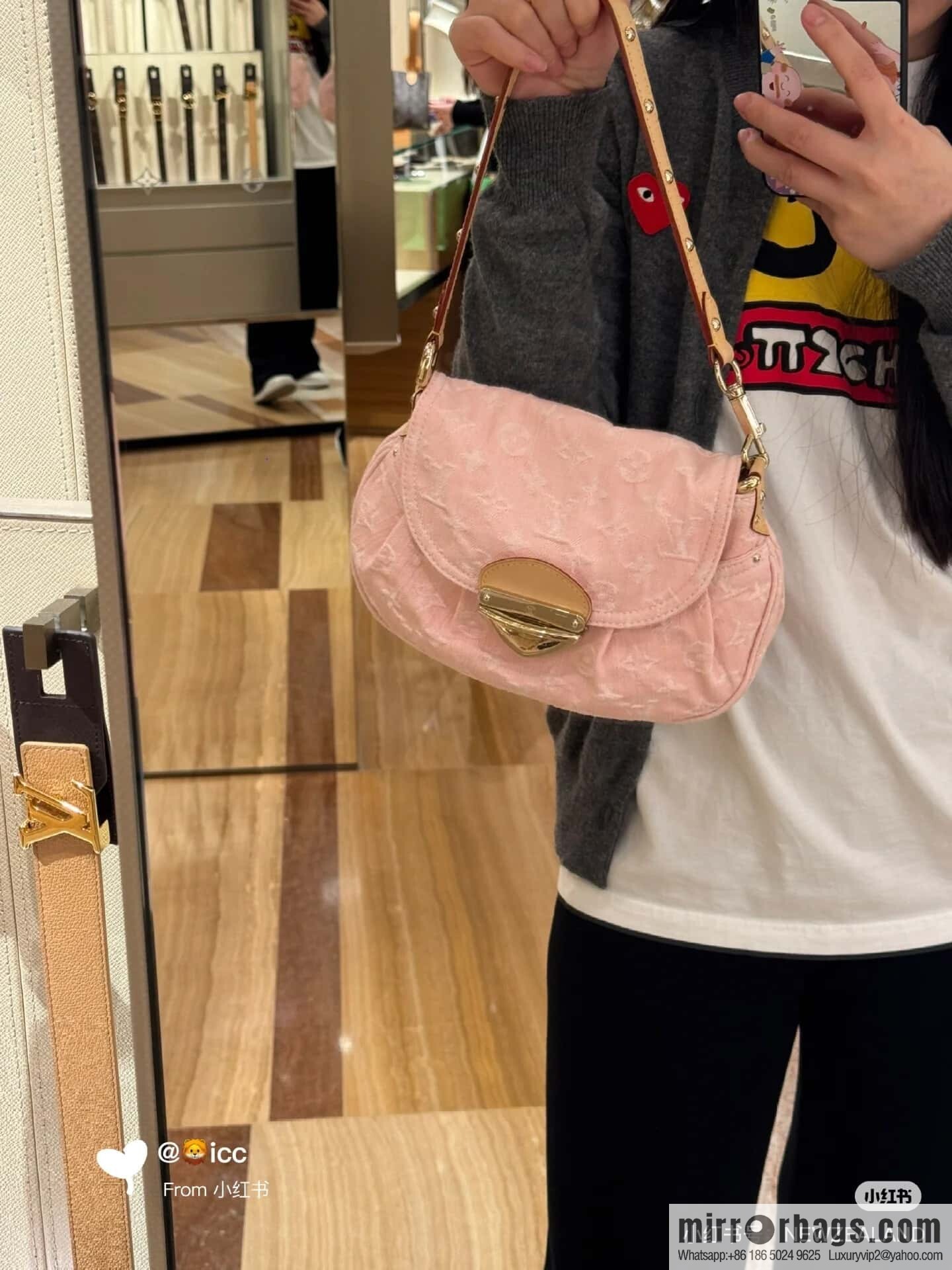 [Boutique‑grade] M13347 pink, denim underarm bag, shoulder bag, SUNSET handbag.