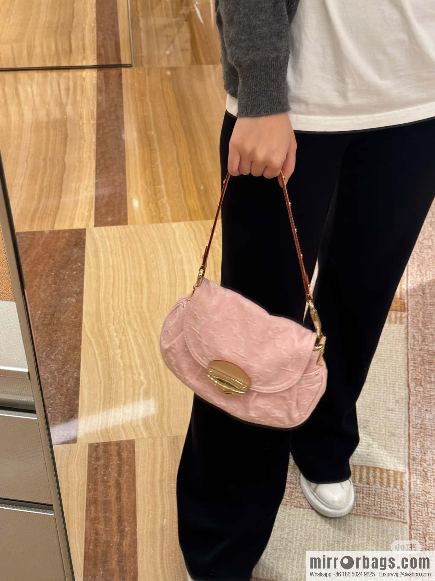 [Boutique‑grade] M13347 pink, denim underarm bag, shoulder bag, SUNSET handbag.