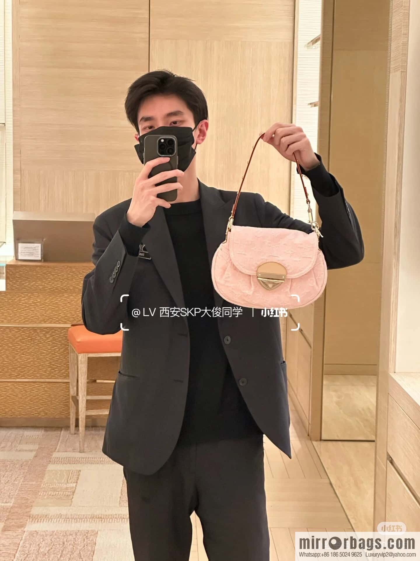 [Boutique‑grade] M13347 pink, denim underarm bag, shoulder bag, SUNSET handbag.