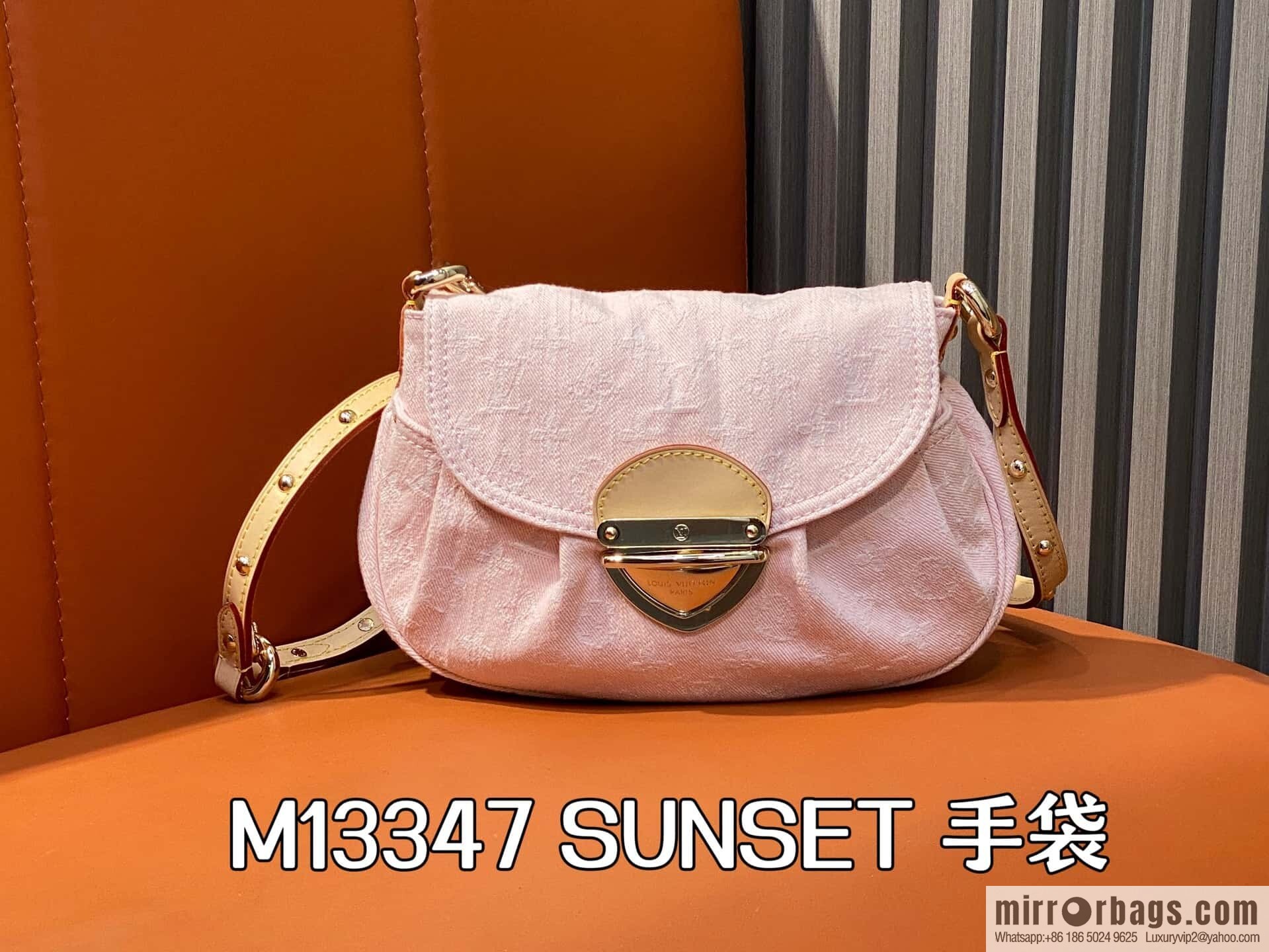 [Boutique‑grade] M13347 pink, denim underarm bag, shoulder bag, SUNSET handbag.