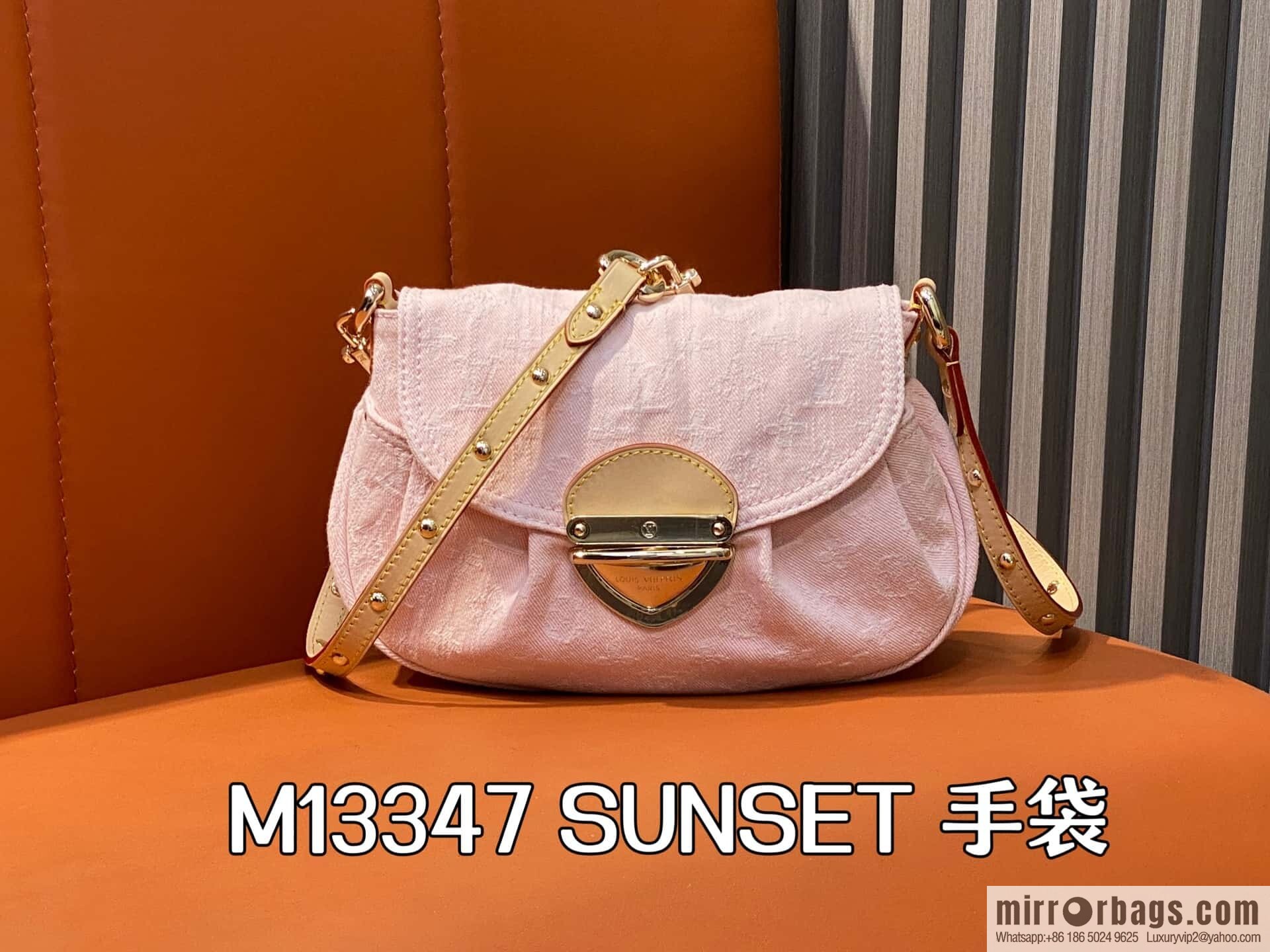 [Boutique‑grade] M13347 pink, denim underarm bag, shoulder bag, SUNSET handbag.