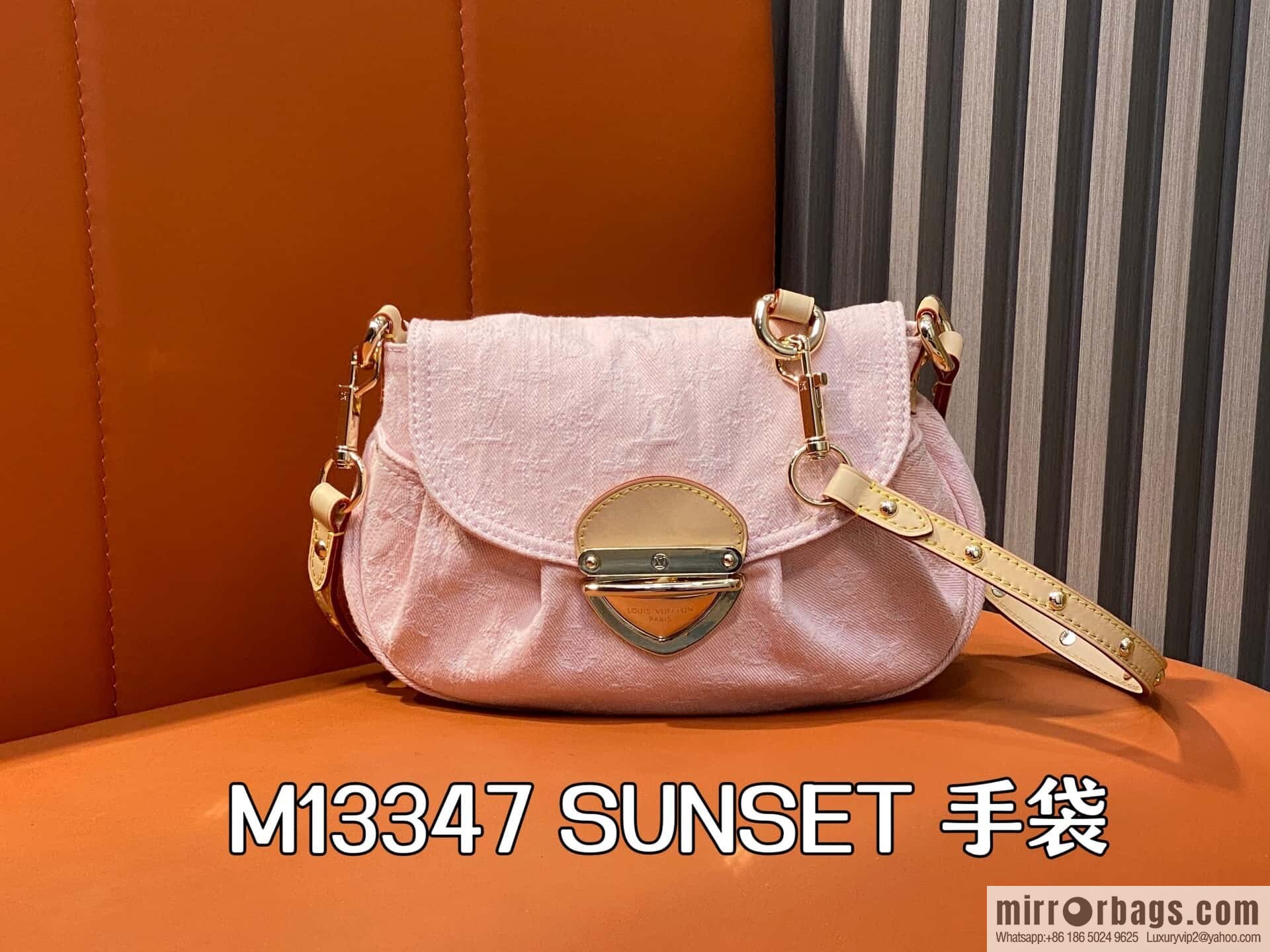 [Boutique‑grade] M13347 pink, denim underarm bag, shoulder bag, SUNSET handbag.