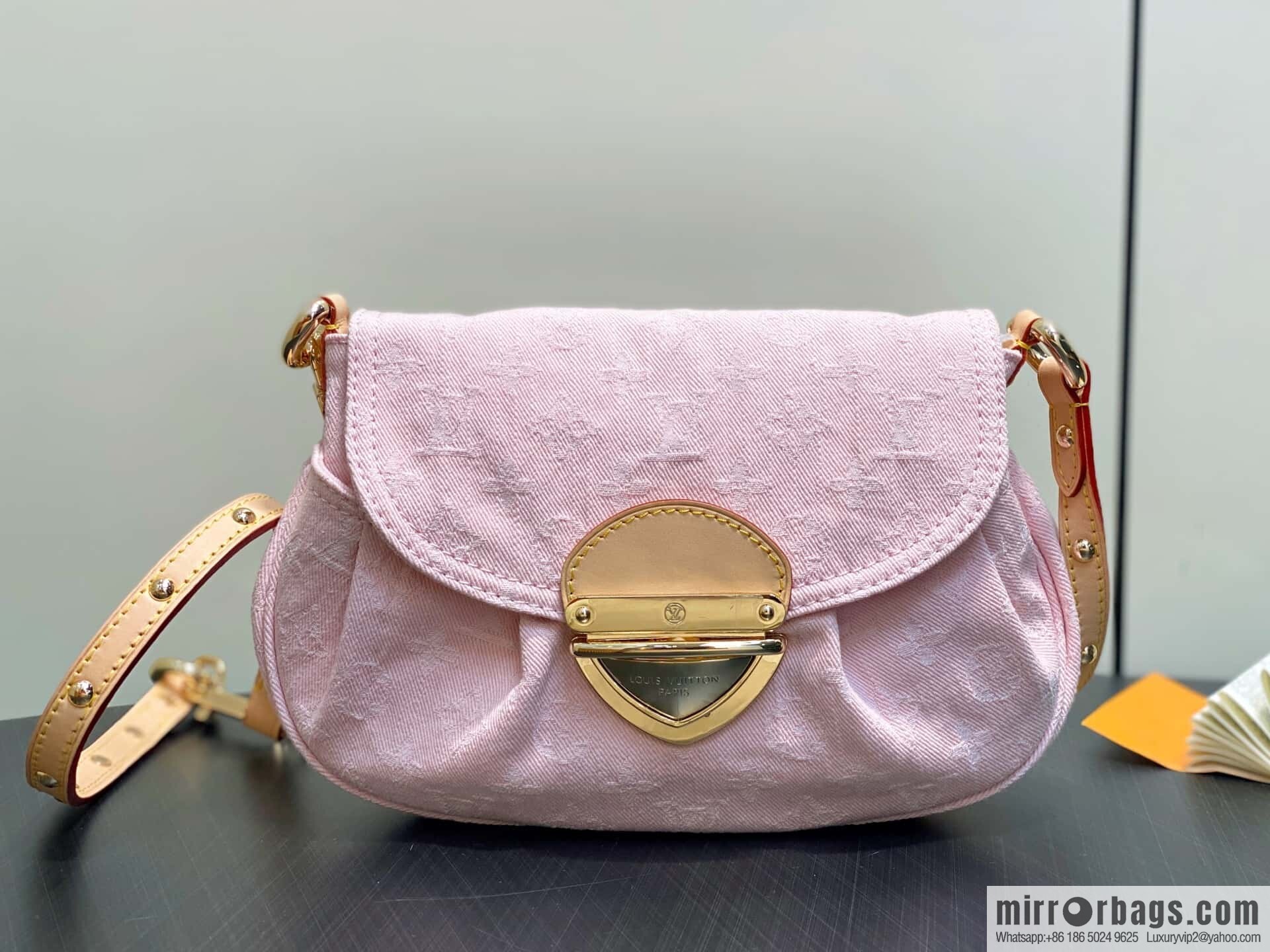 [Boutique‑grade] M13347 pink, denim underarm bag, shoulder bag, SUNSET handbag.