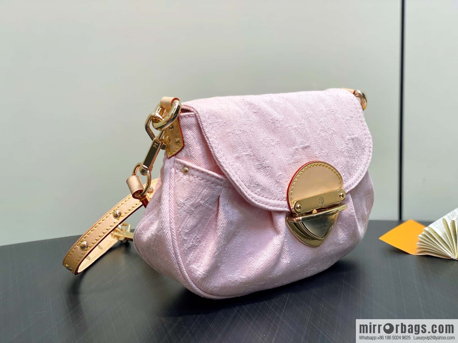 [Boutique‑grade] M13347 pink, denim underarm bag, shoulder bag, SUNSET handbag.
