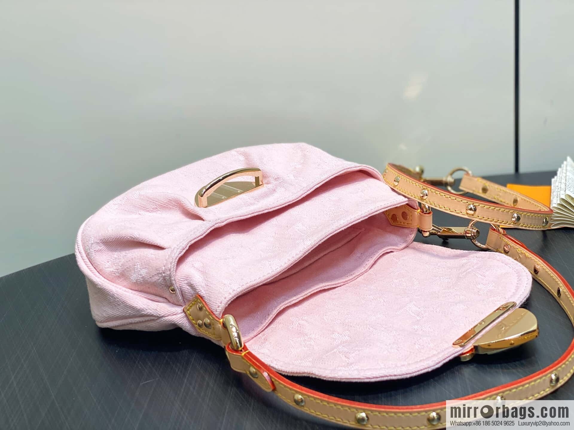 [Boutique‑grade] M13347 pink, denim underarm bag, shoulder bag, SUNSET handbag.