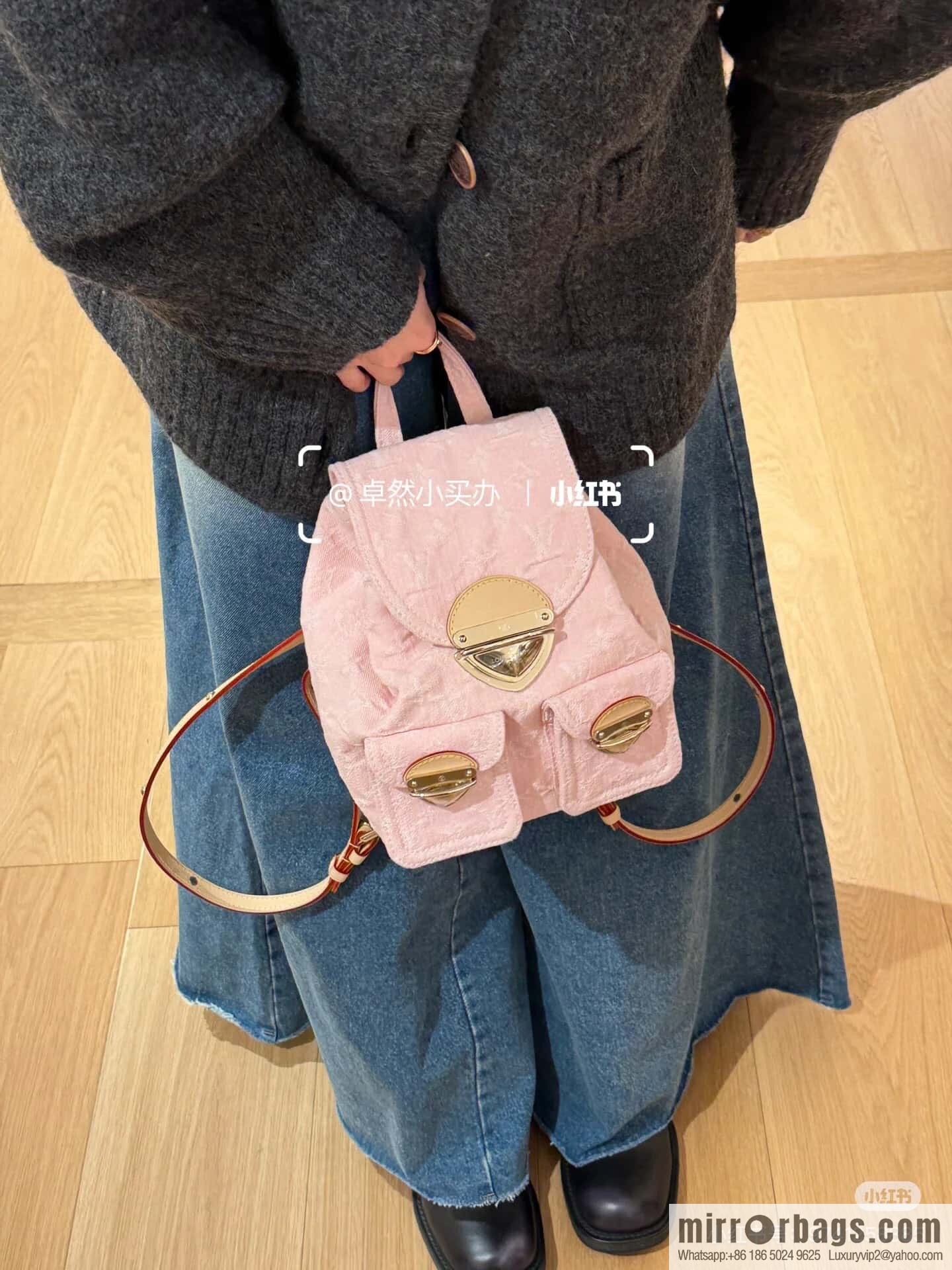 [Boutique‑grade] M13031 pink, denim backpack Venice backpack