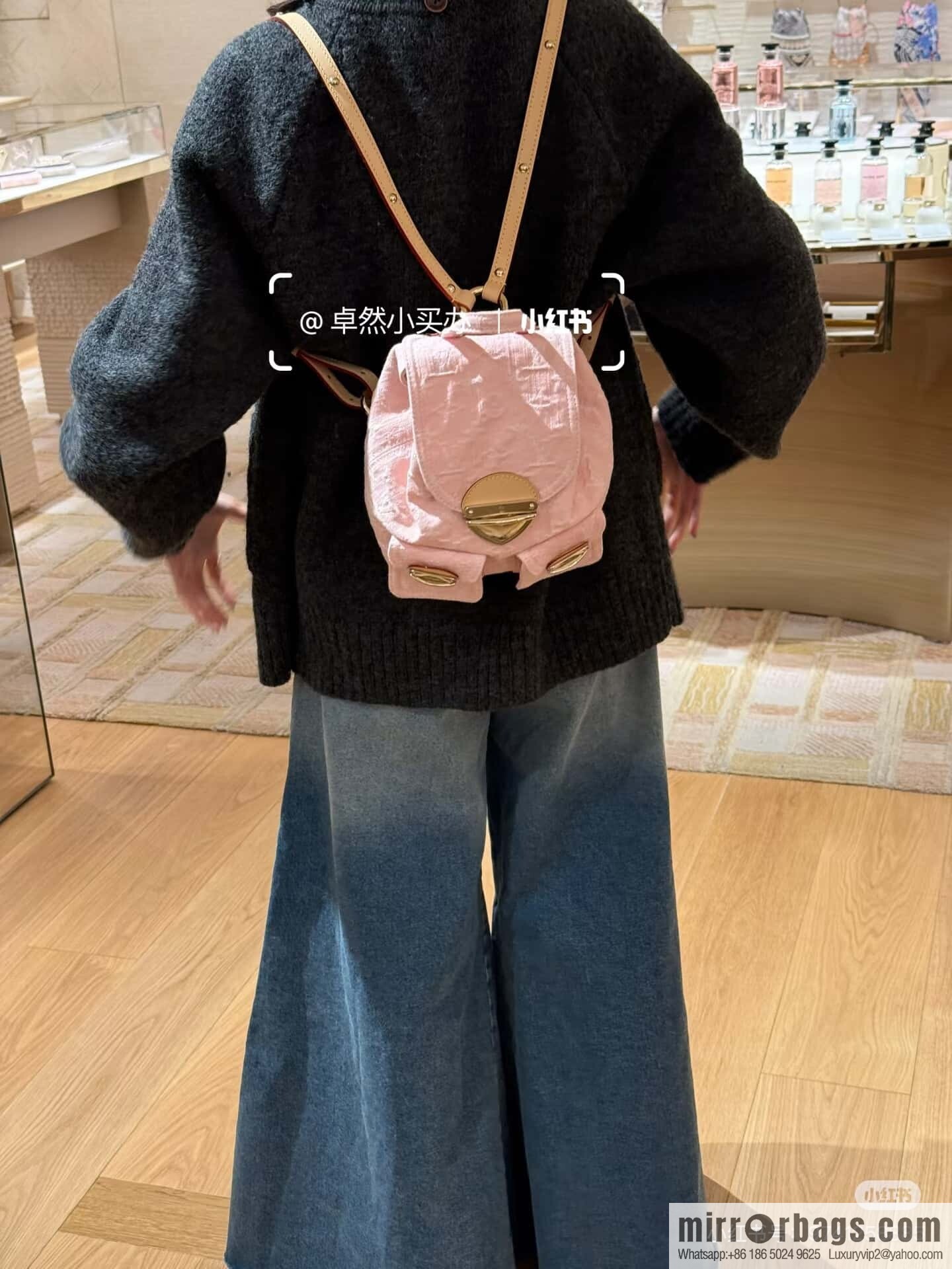[Boutique‑grade] M13031 pink, denim backpack Venice backpack