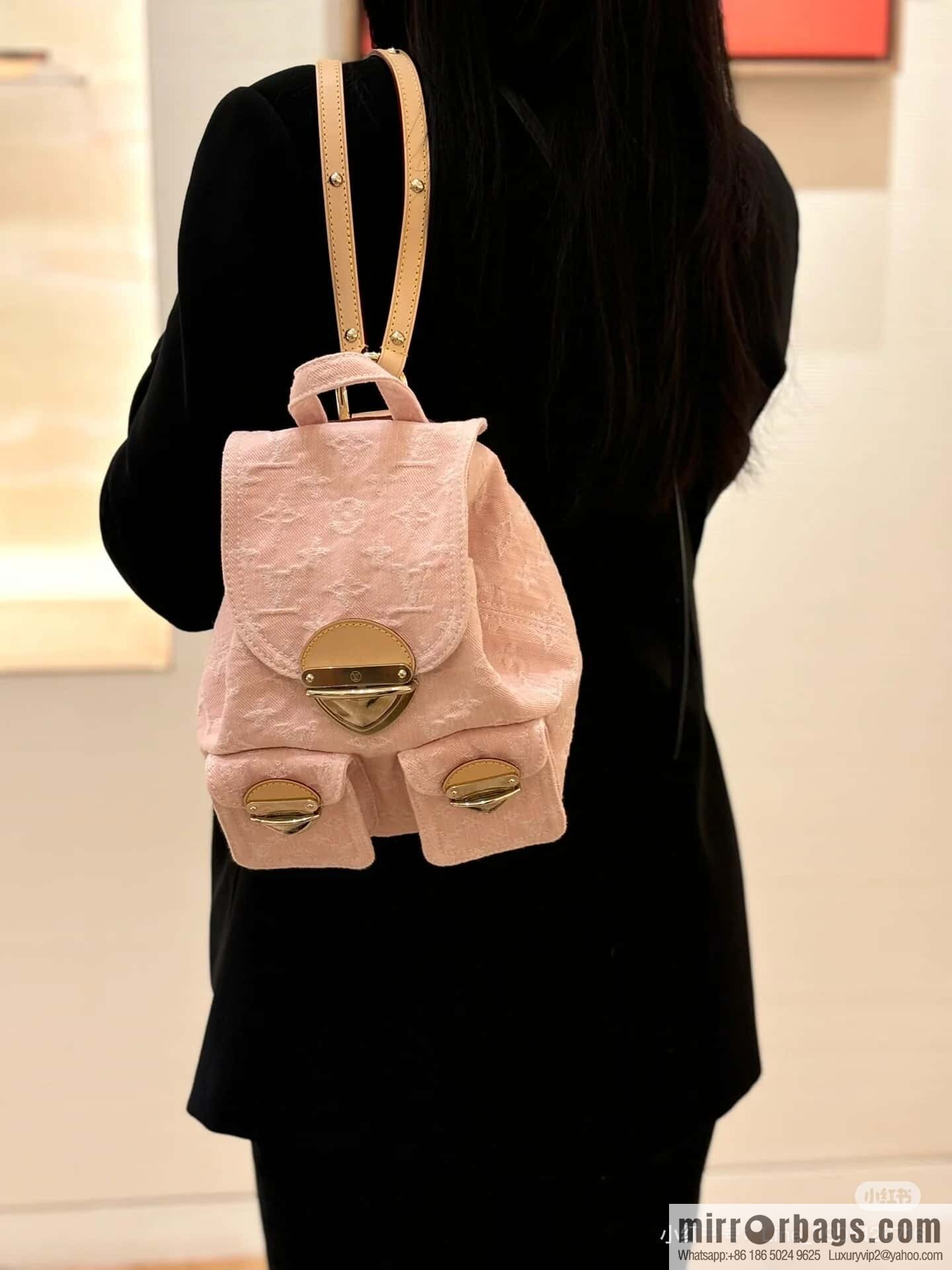 [Boutique‑grade] M13031 pink, denim backpack Venice backpack