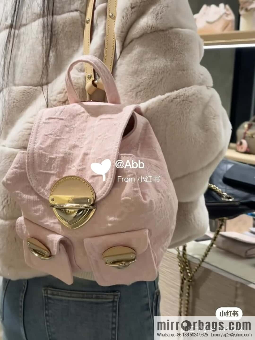 [Boutique‑grade] M13031 pink, denim backpack Venice backpack