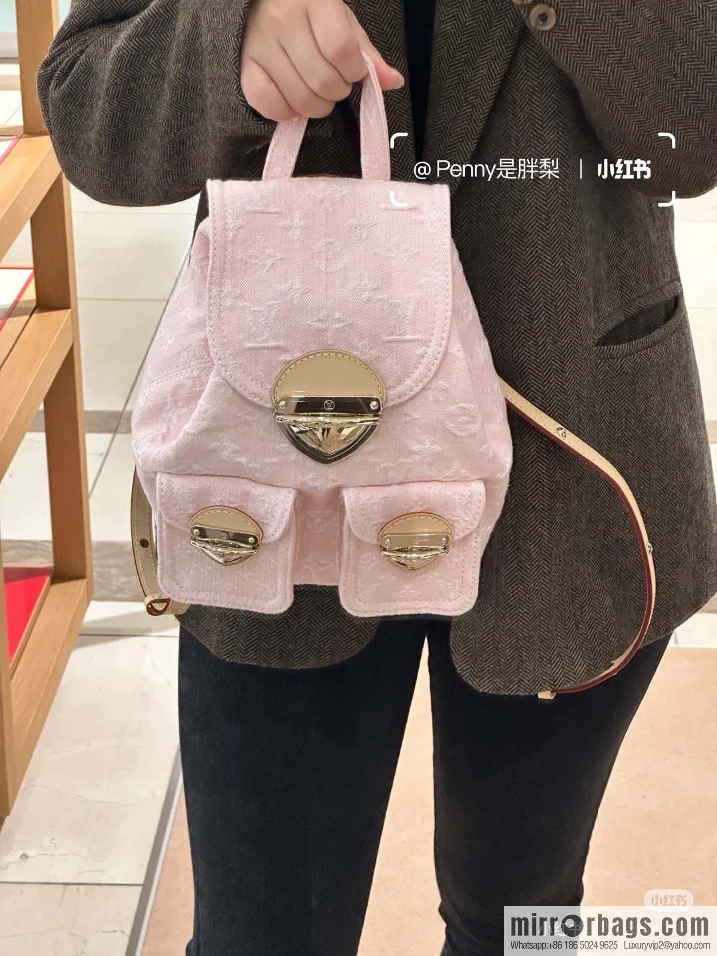 [Boutique‑grade] M13031 pink, denim backpack Venice backpack