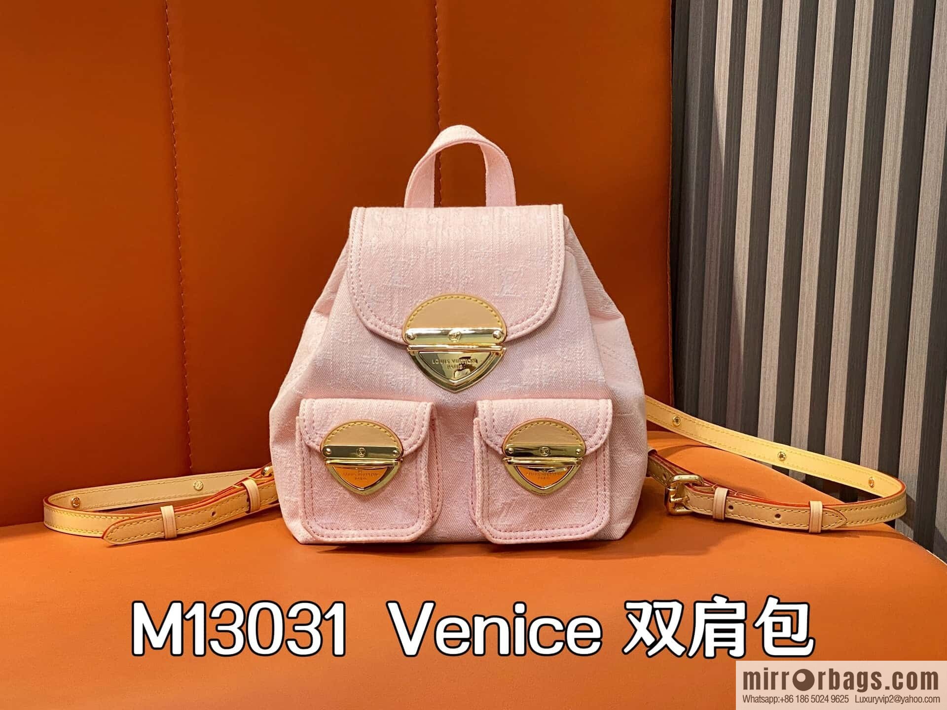 [Boutique‑grade] M13031 pink, denim backpack Venice backpack