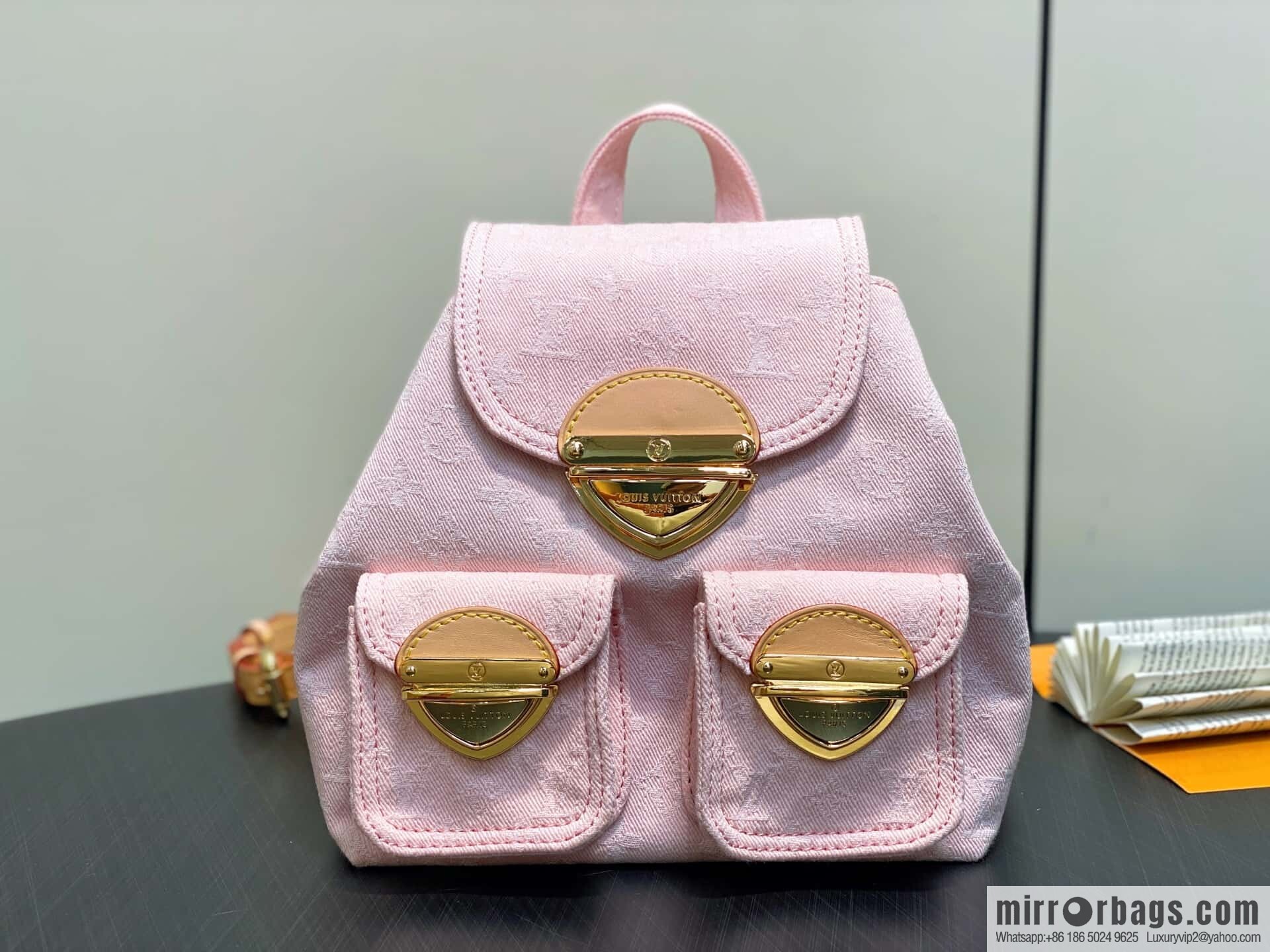 [Boutique‑grade] M13031 pink, denim backpack Venice backpack