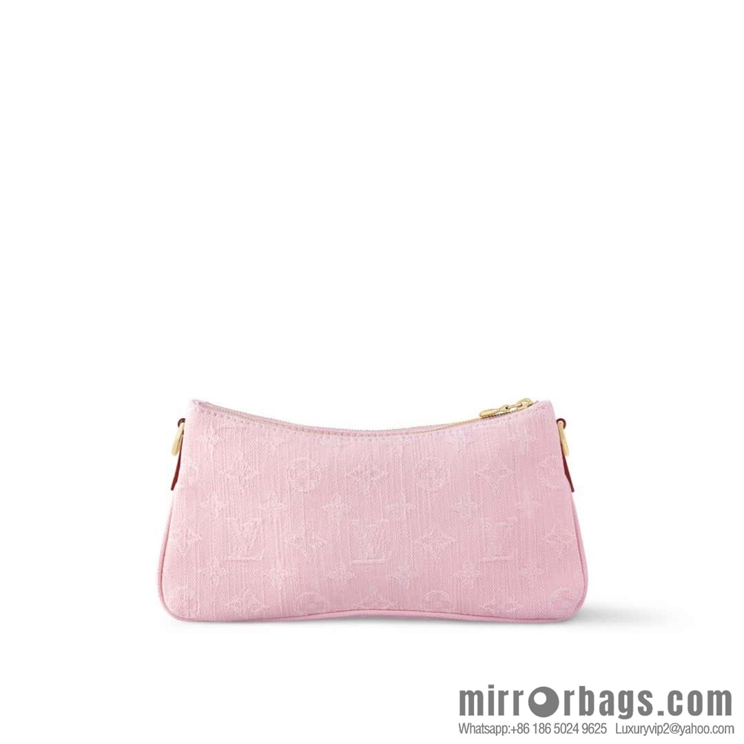 [Boutique‑grade] M14159 pink, denim underarm bag chain bag Liv Pochette handbag