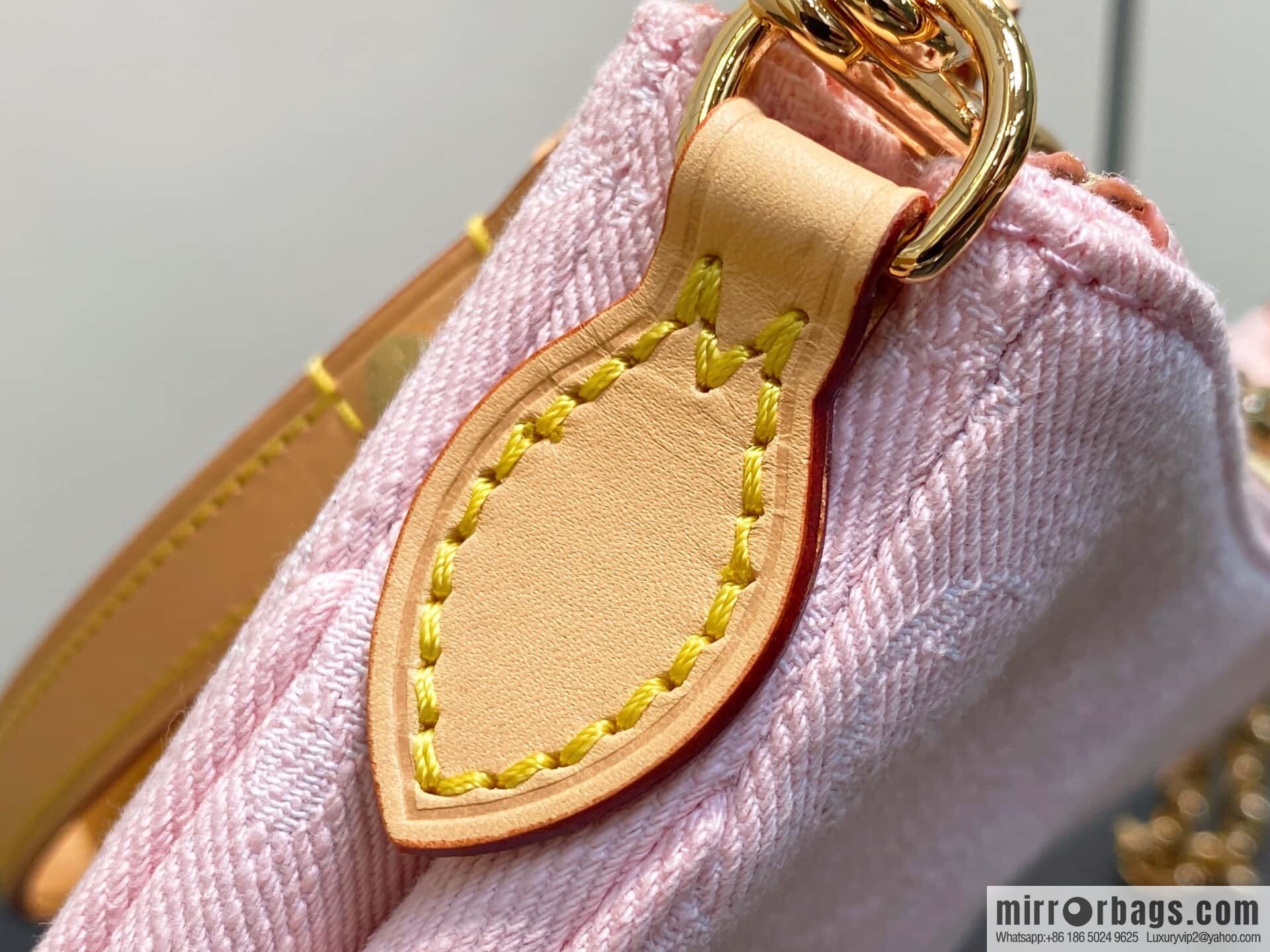 [Boutique‑grade] M14159 pink, denim underarm bag chain bag Liv Pochette handbag