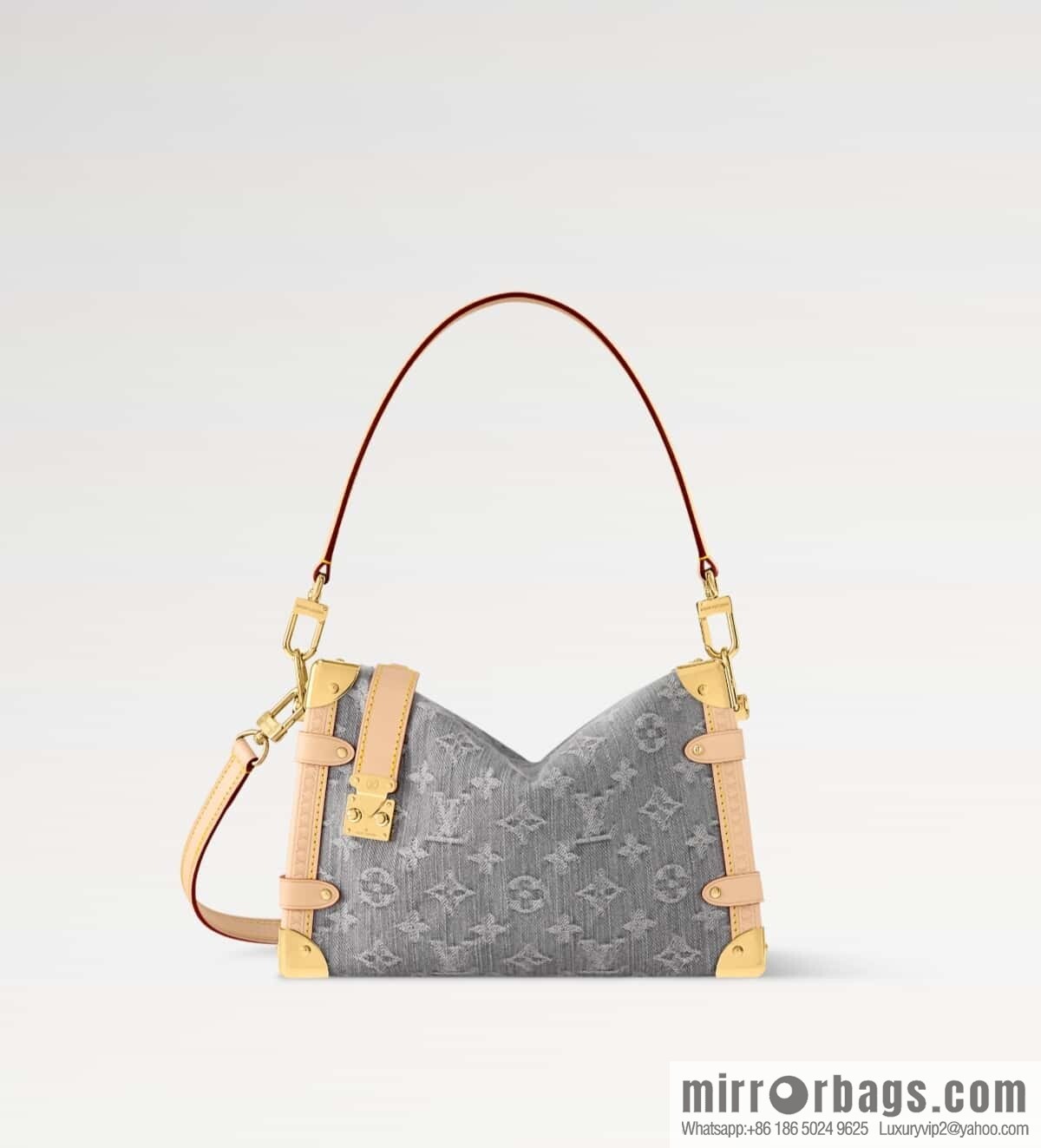 [Boutique‑grade] M13285 new gray, denim soft box Side Trunk medium handbag