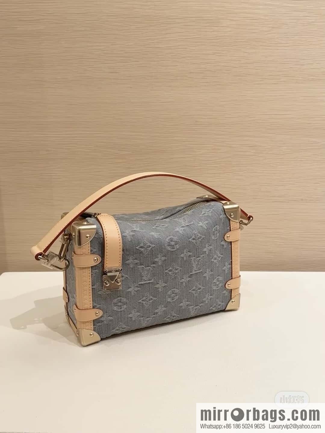 [Boutique‑grade] M13285 new gray, denim soft box Side Trunk medium handbag