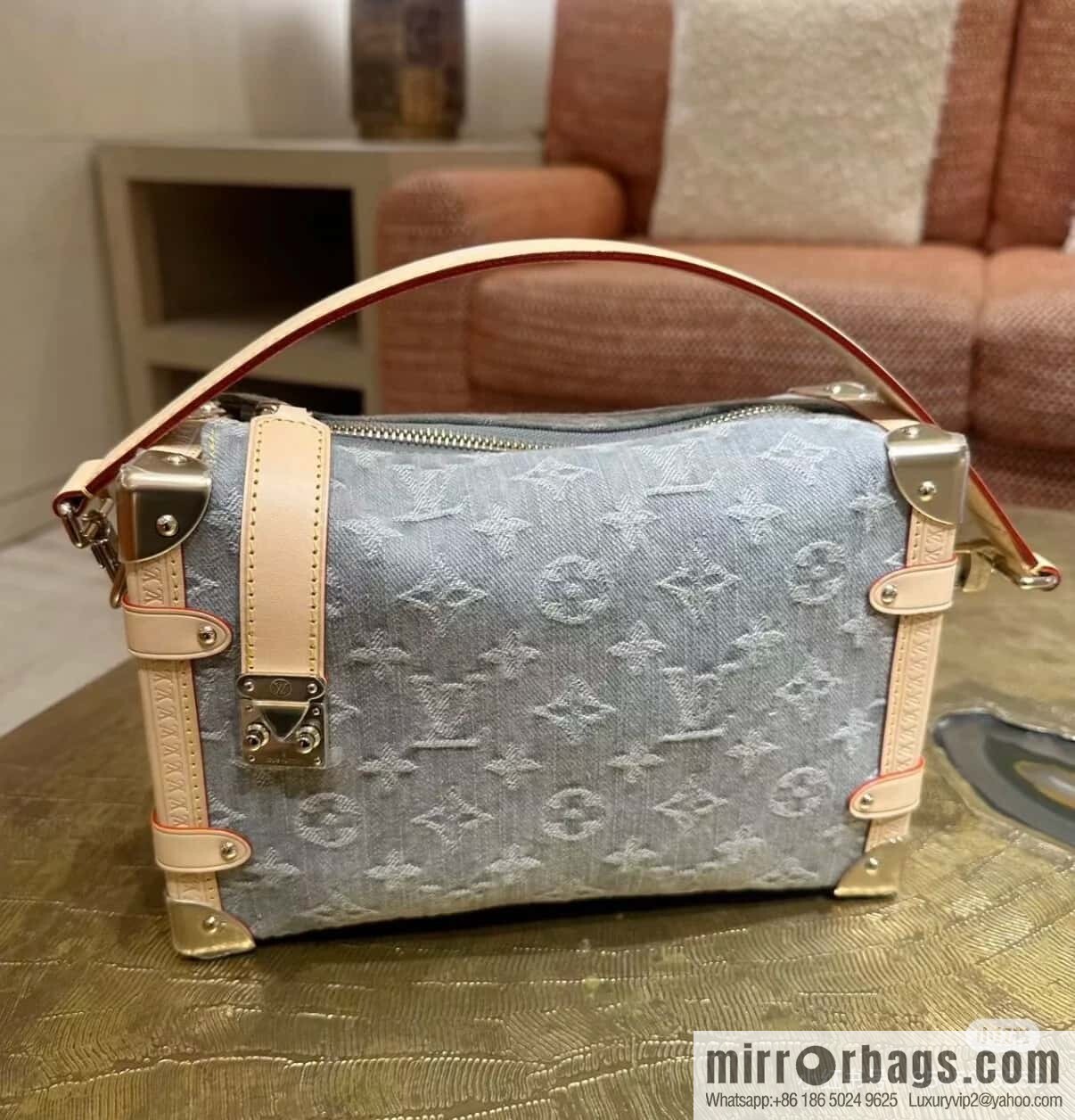 [Boutique‑grade] M13285 new gray, denim soft box Side Trunk medium handbag