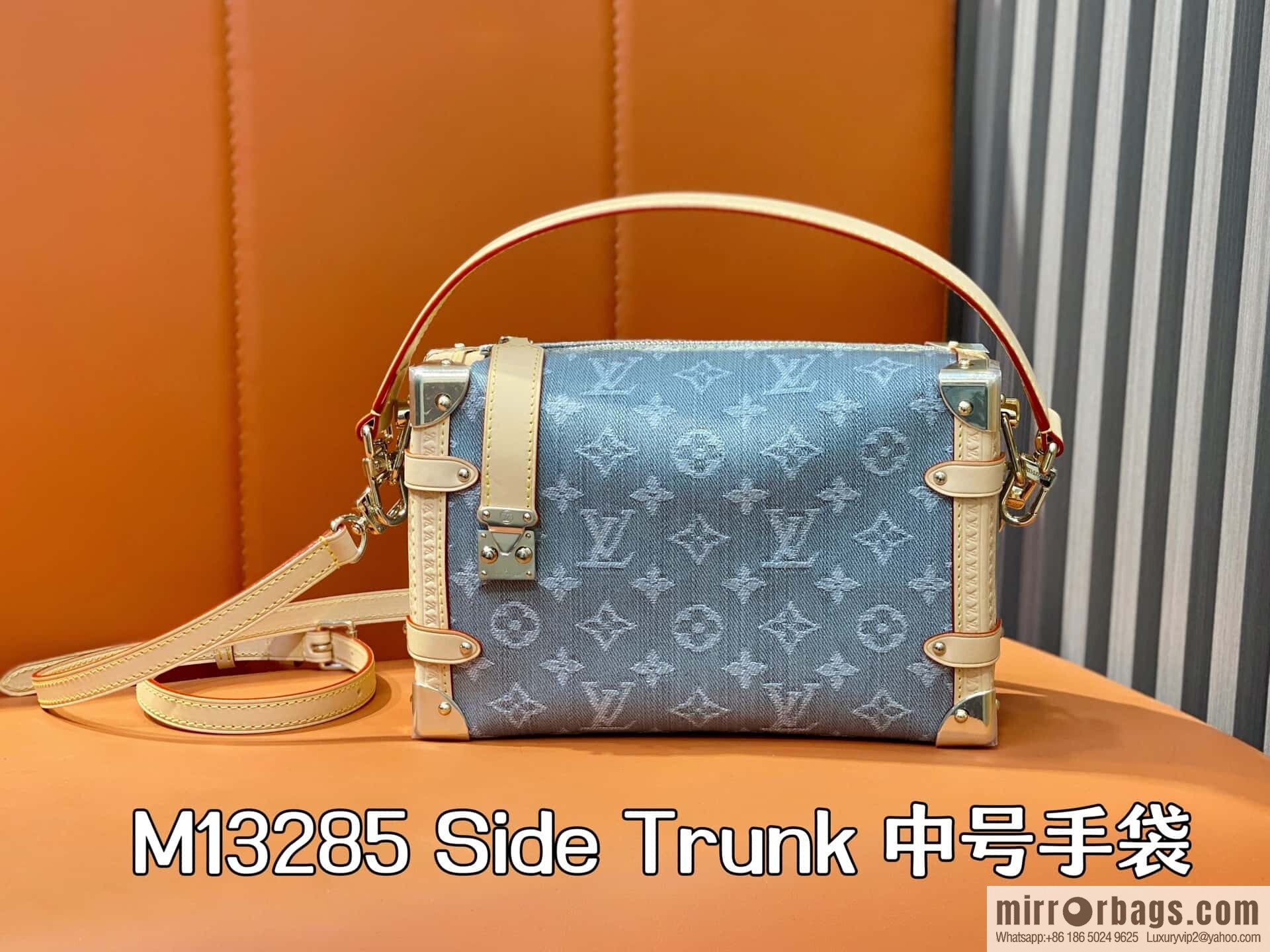 [Boutique‑grade] M13285 new gray, denim soft box Side Trunk medium handbag