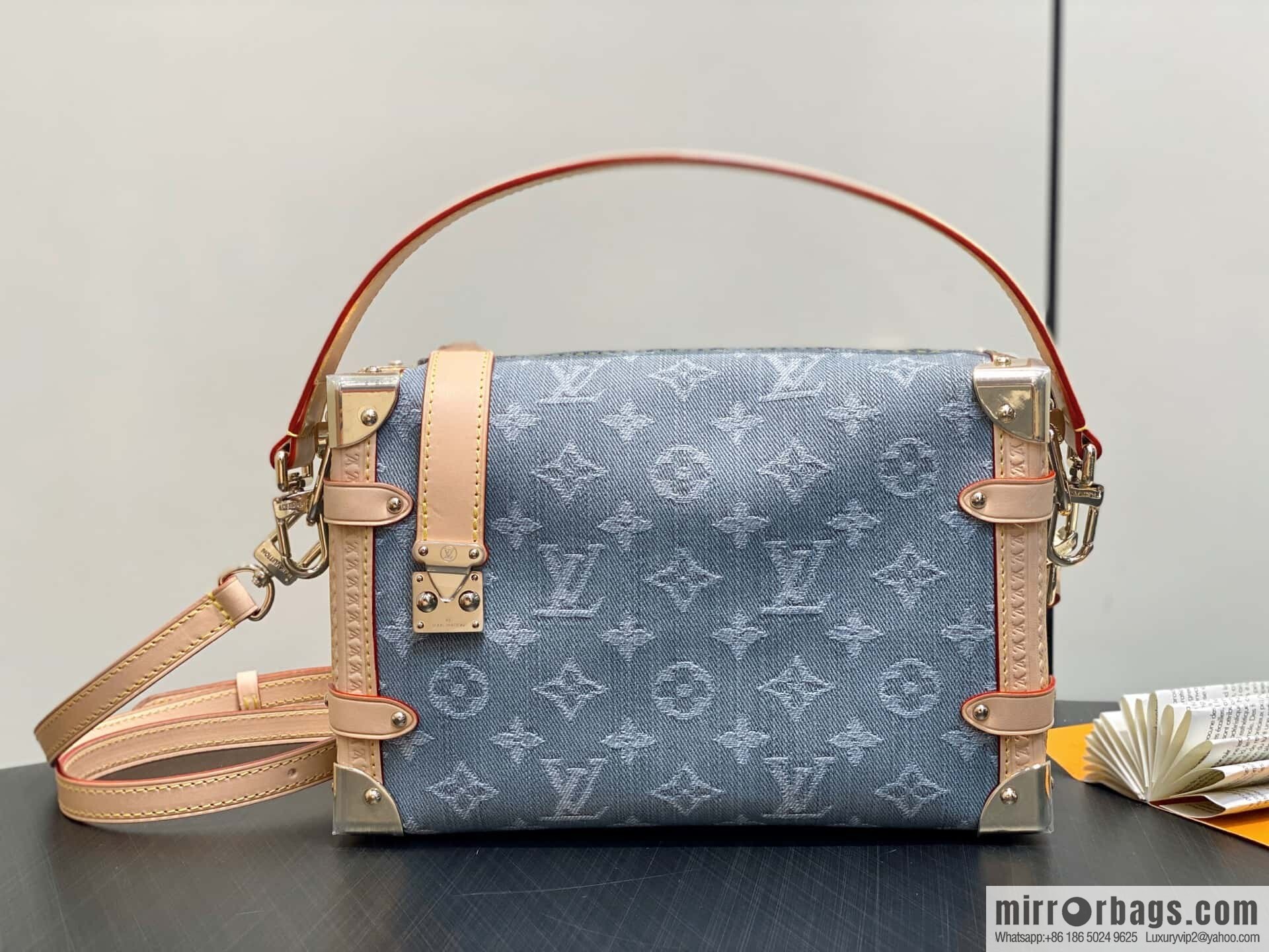 [Boutique‑grade] M13285 new gray, denim soft box Side Trunk medium handbag