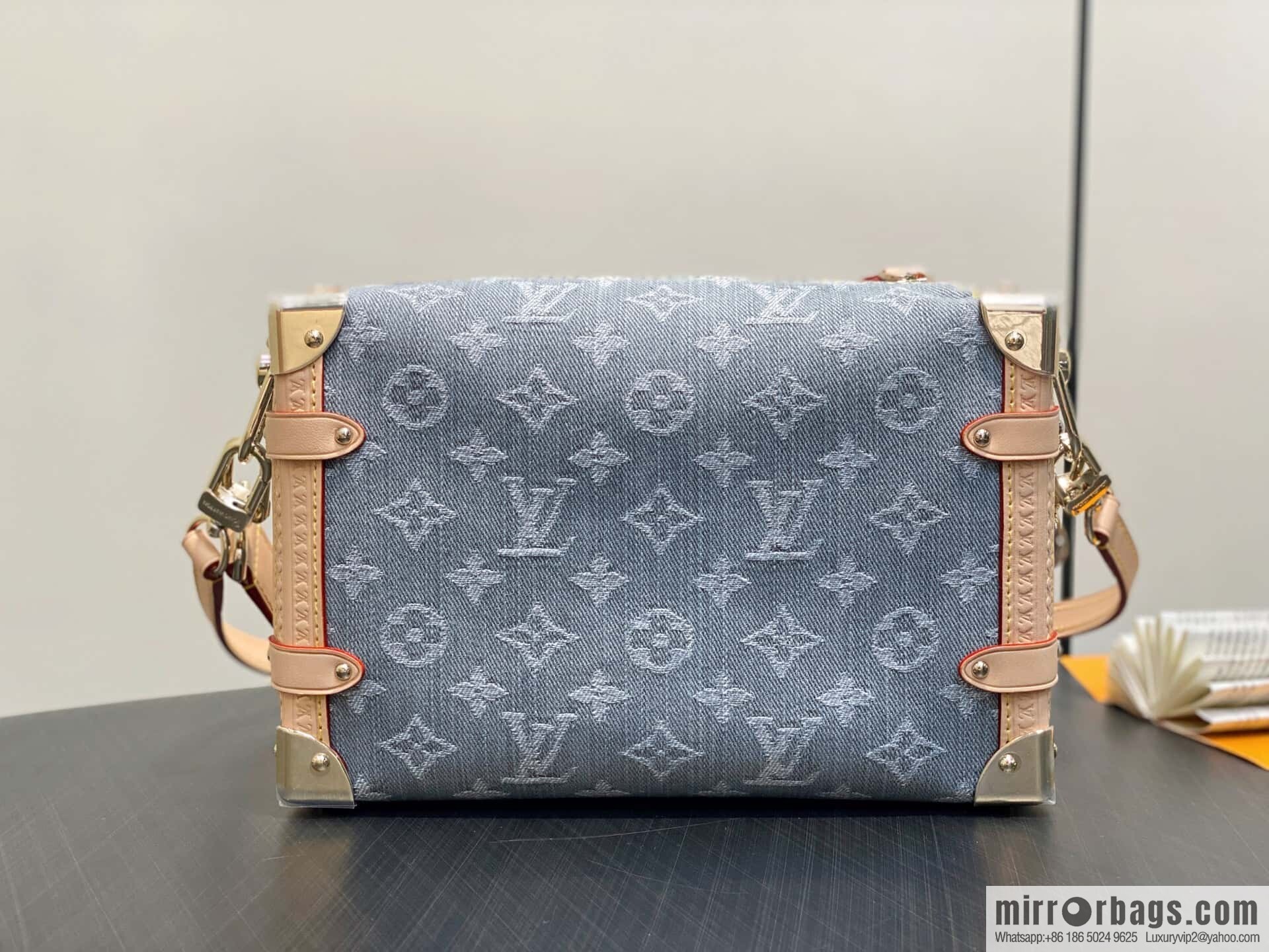 [Boutique‑grade] M13285 new gray, denim soft box Side Trunk medium handbag