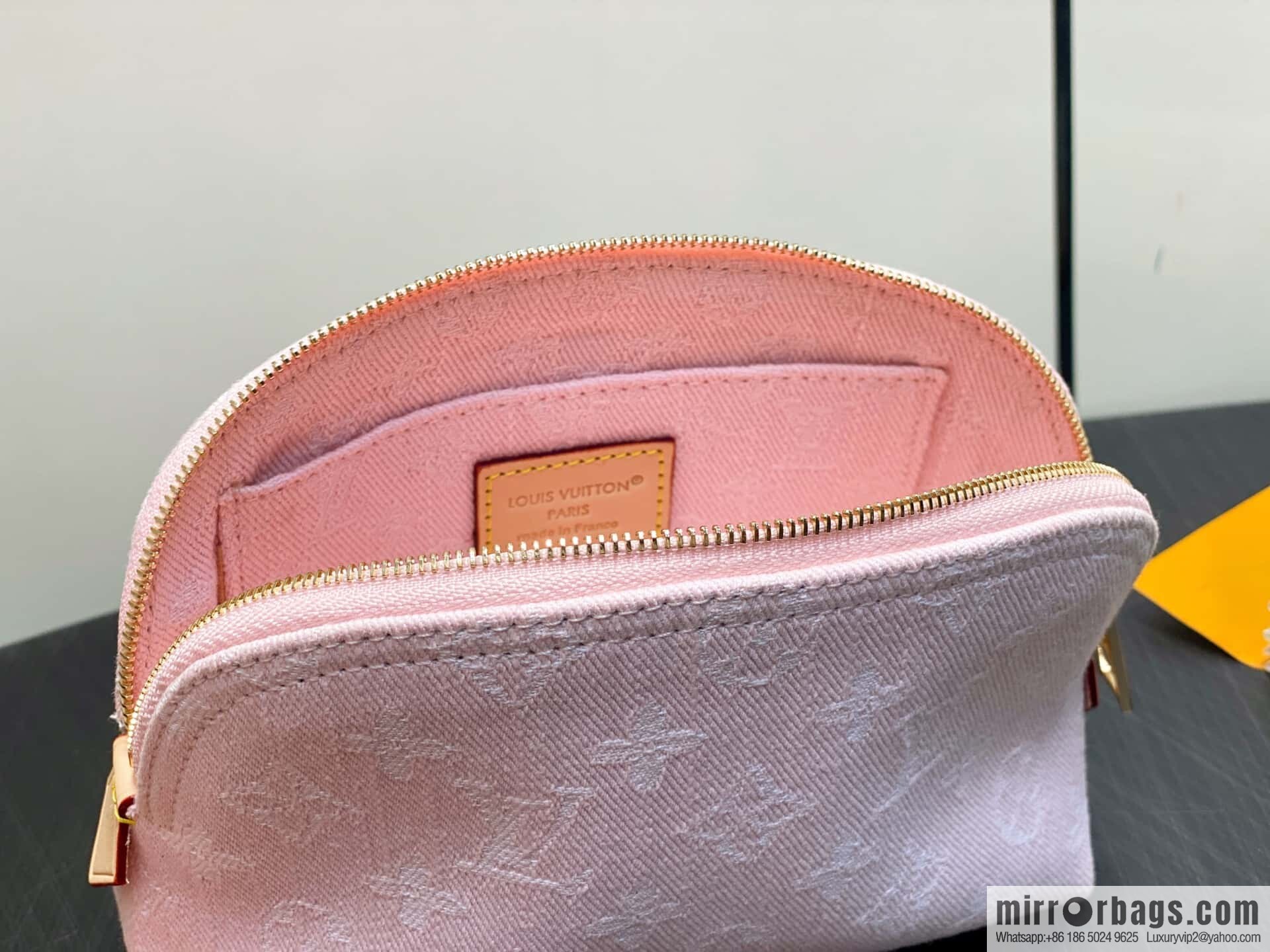 [Boutique‑grade] M13751 pink denim denim, variable code chip version cosmetic bag POCHETTE COSMÉTIQUE cosmetic bag