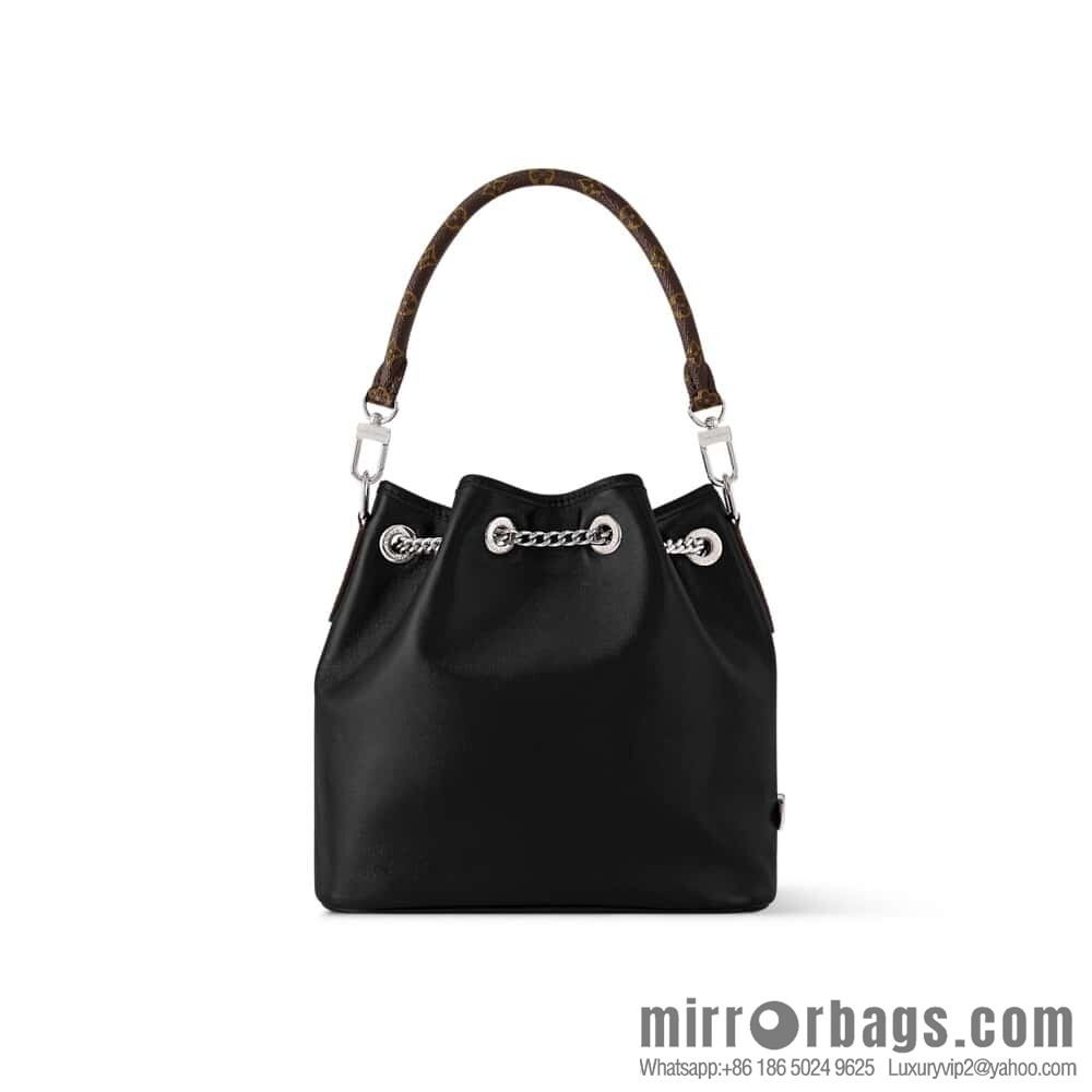 [Boutique‑grade] M14377 black, full leather bucket bag NO WAY VIBE handbag