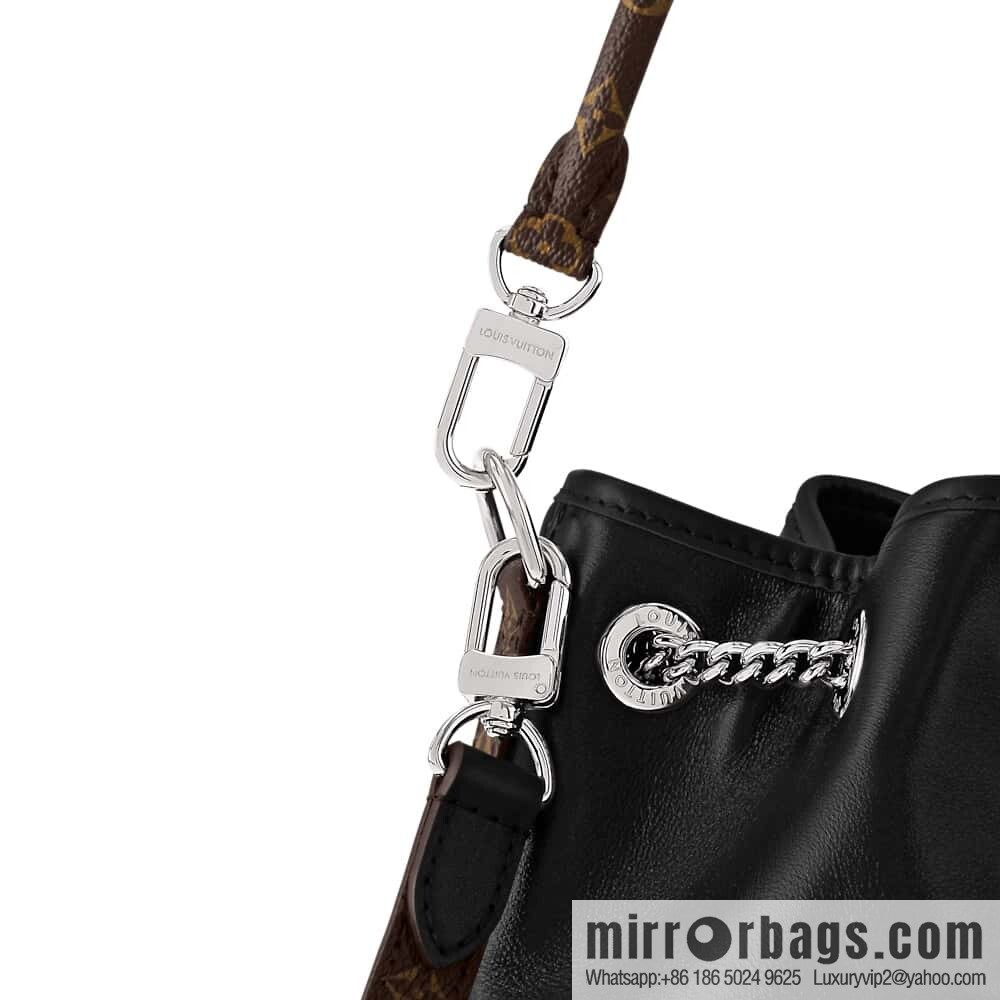 [Boutique‑grade] M14377 black, full leather bucket bag NO WAY VIBE handbag