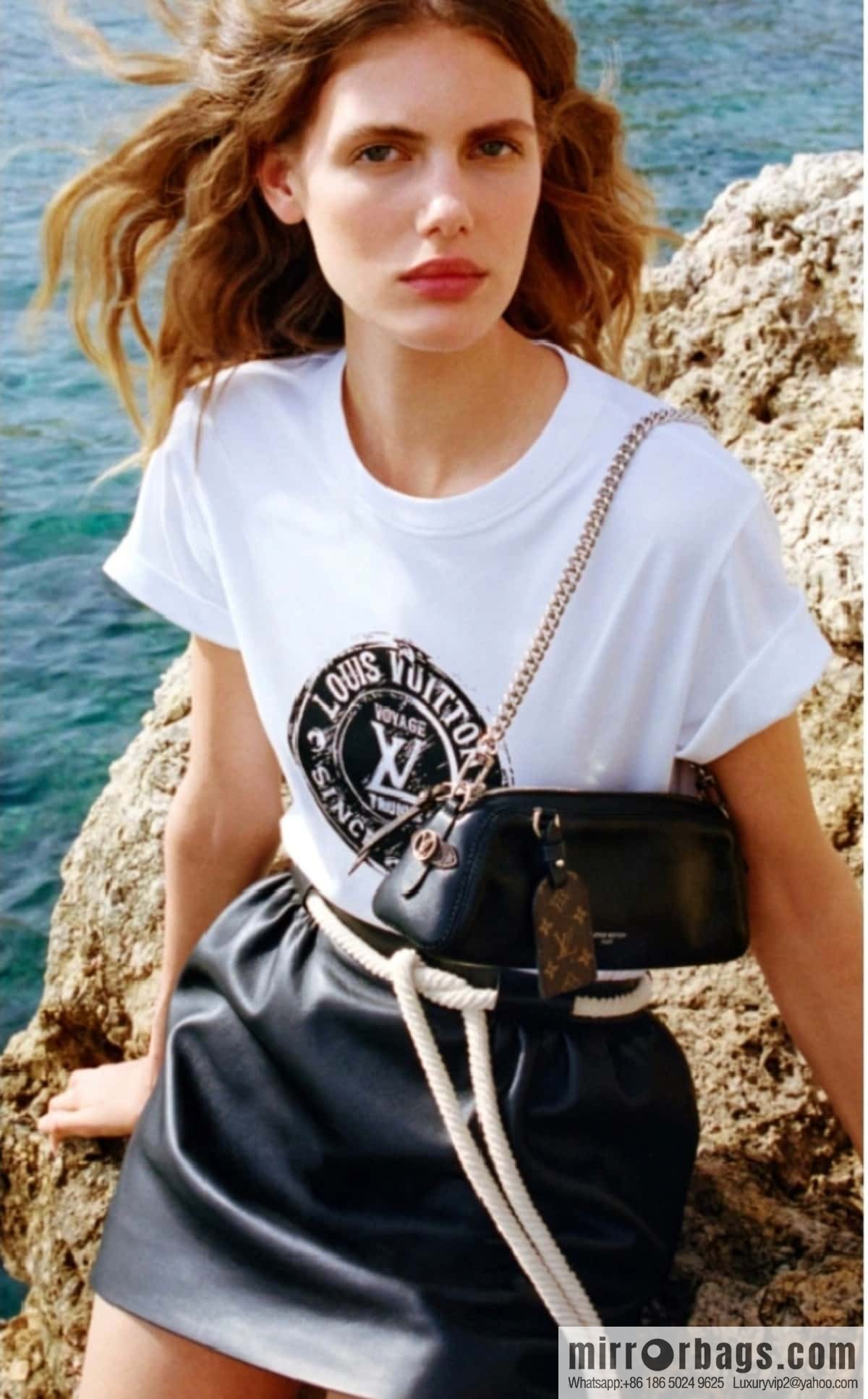 [Boutique‑grade] M14544 black, full leather chain bag POCHETTE VIBE handbag