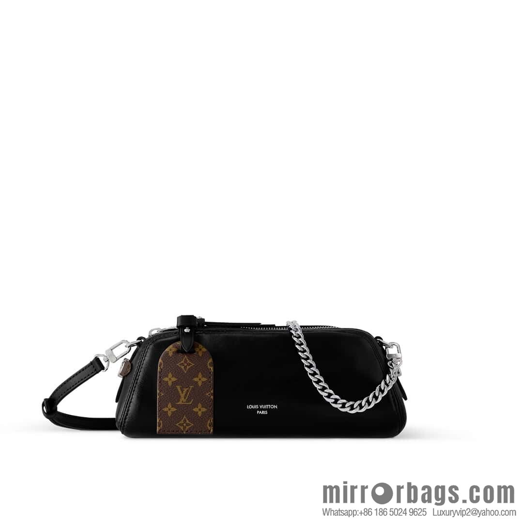 [Boutique‑grade] M14544 black, full leather chain bag POCHETTE VIBE handbag