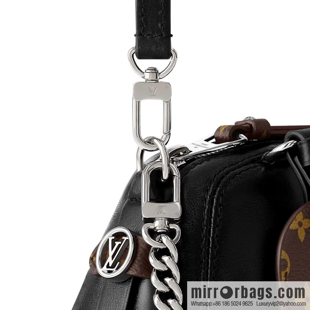 [Boutique‑grade] M14544 black, full leather chain bag POCHETTE VIBE handbag