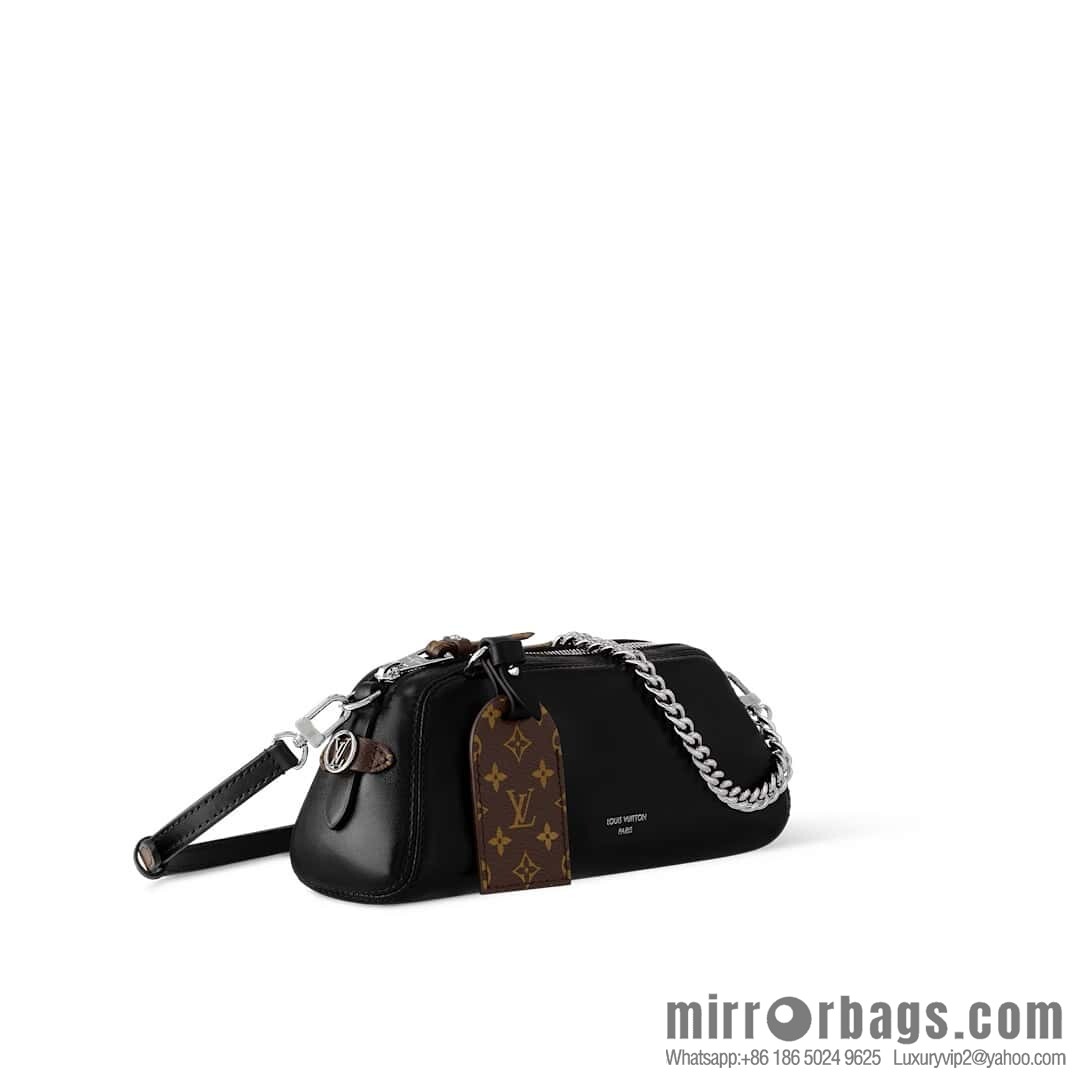 [Boutique‑grade] M14544 black, full leather chain bag POCHETTE VIBE handbag