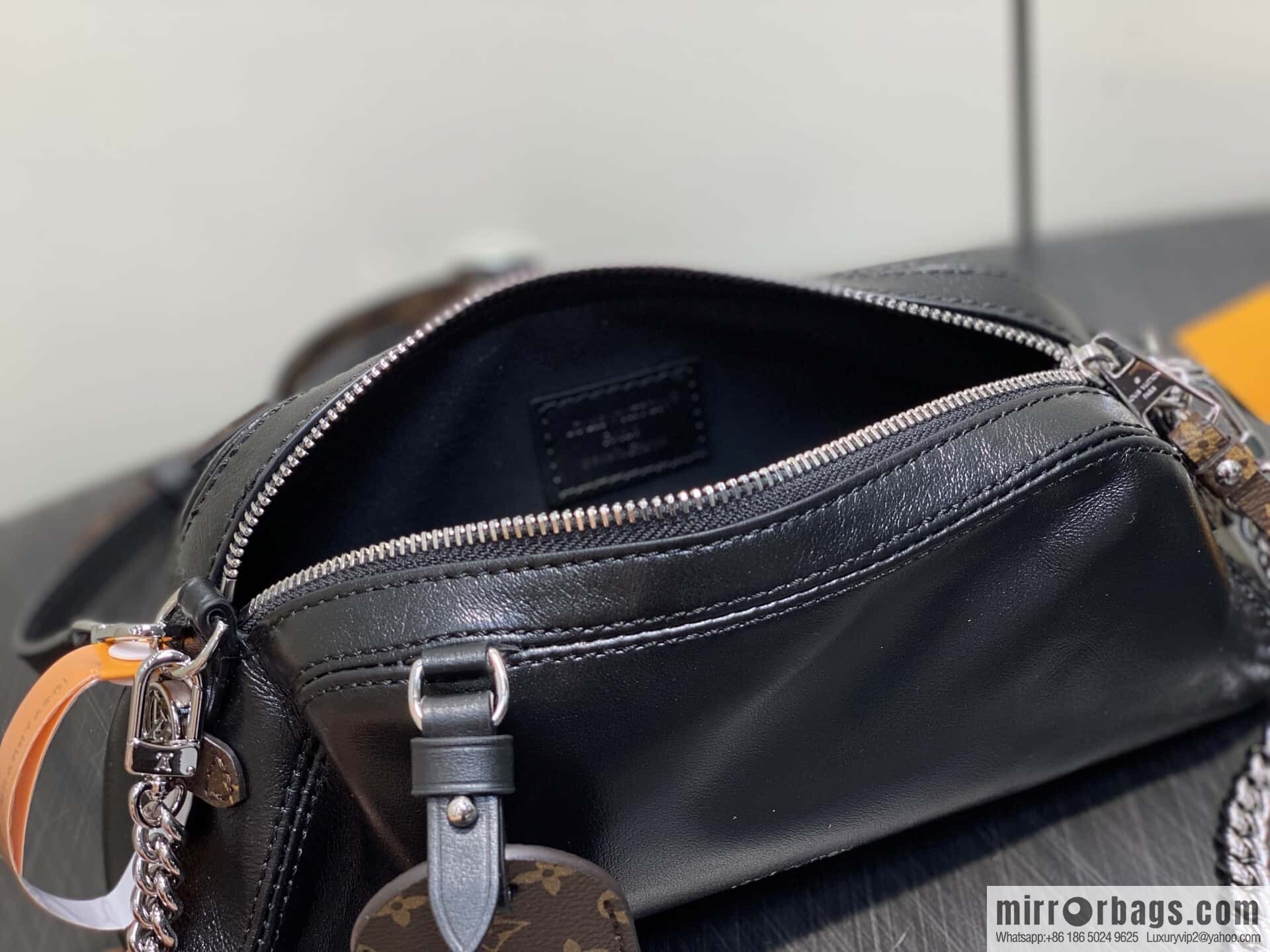 [Boutique‑grade] M14544 black, full leather chain bag POCHETTE VIBE handbag