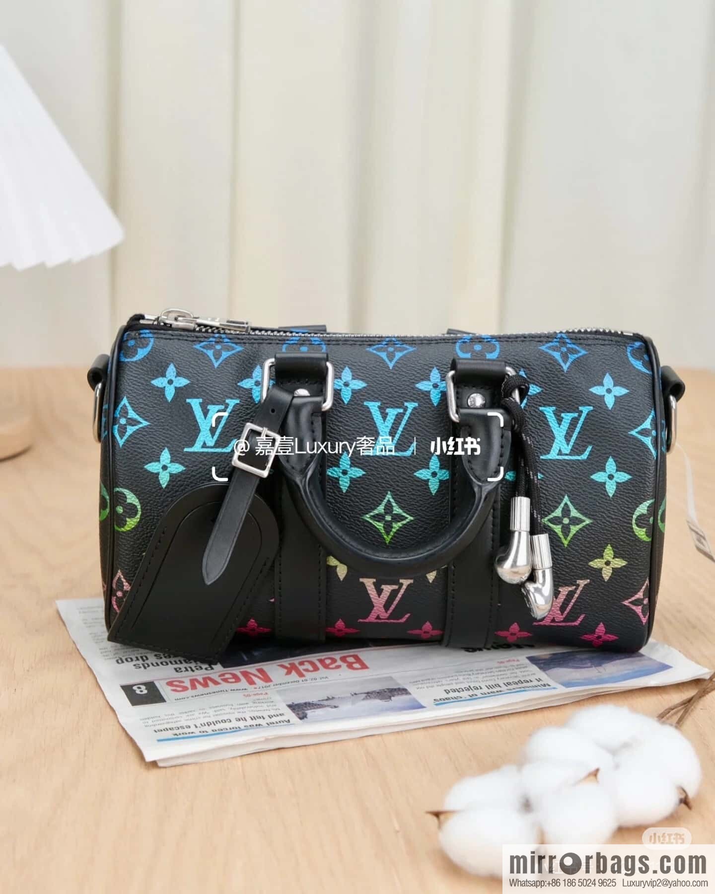 [Boutique‑grade] M13935 black gradual change men's bag pillow bag Keepall 25 handbag