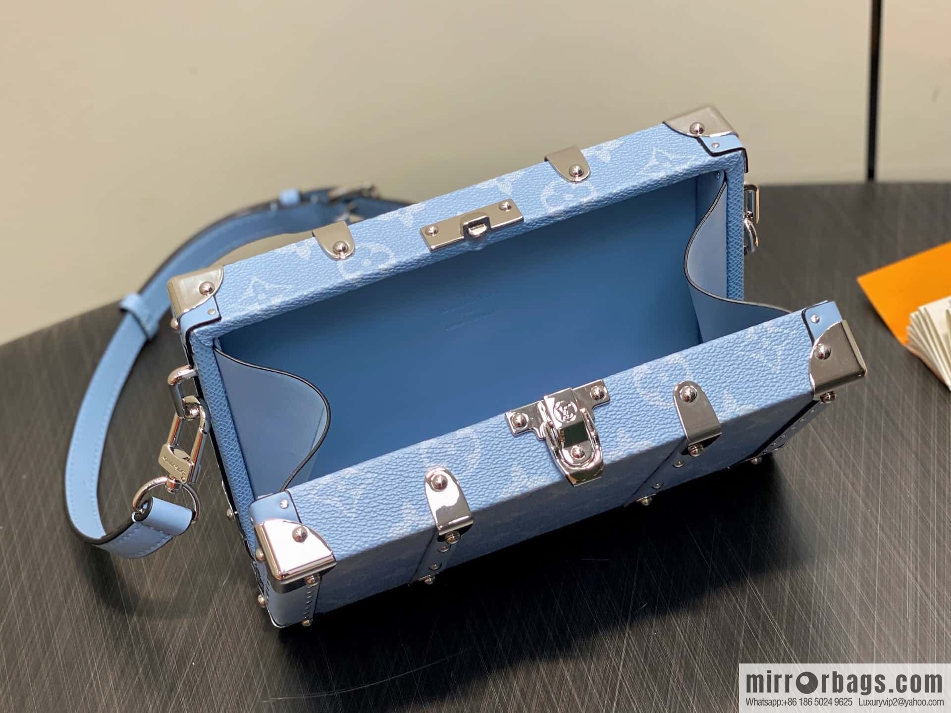 [Boutique‑grade] M13562 light blue flower, box bag, box WALLET TRUNK TAIGARAMA handbag