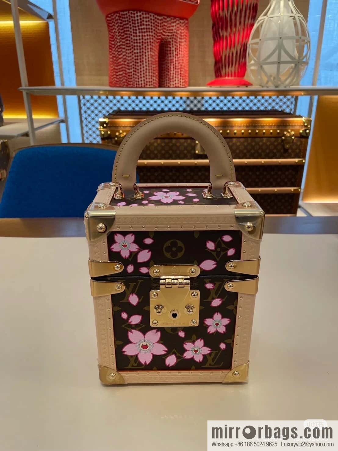 [Boutique‑grade] M13562 light blue flower, box bag, box WALLET TRUNK TAIGARAMA handbag
