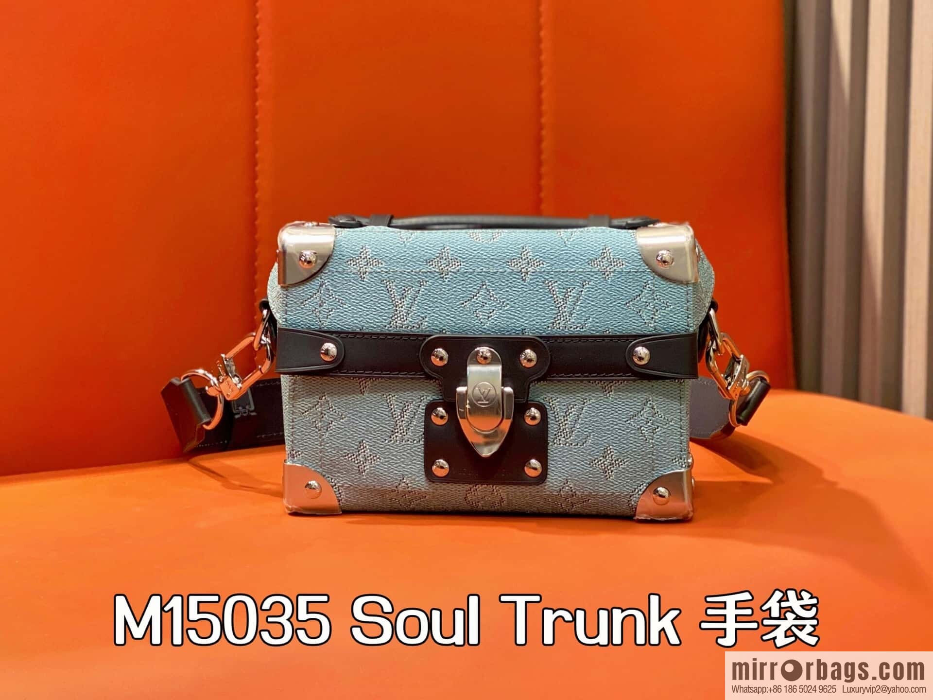 [Boutique‑grade] M15035 blue, men's bag, box bag, Soul Trunk handbag.
