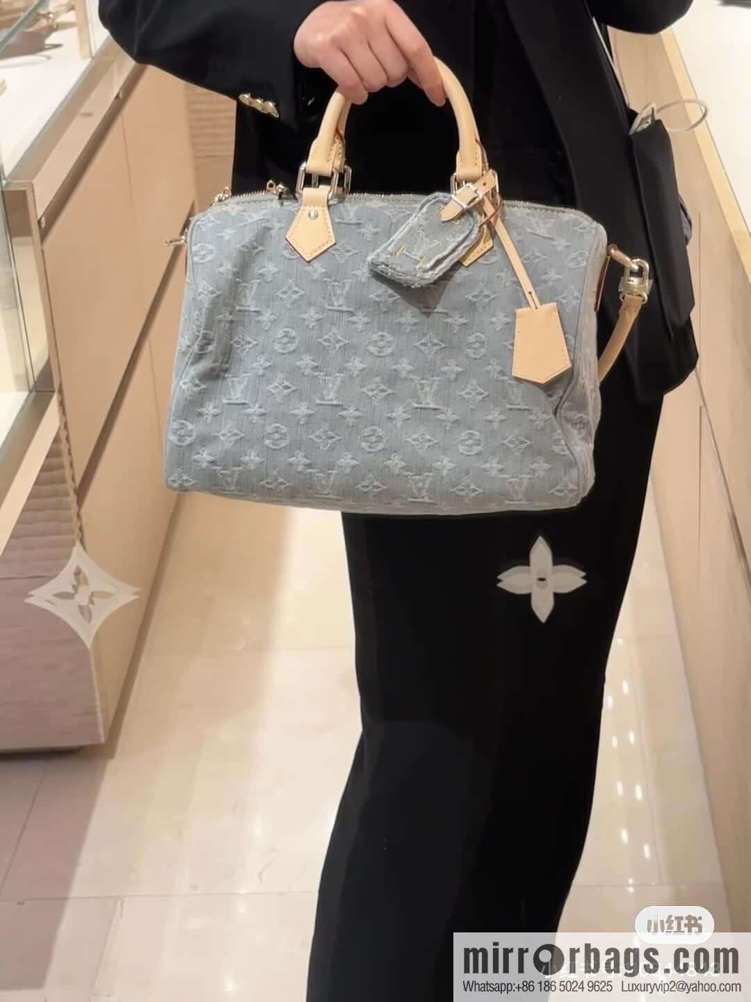 [Boutique‑grade] M13344 gray, denim speedy pillow bag SPEEDY SOFT 30 handbag