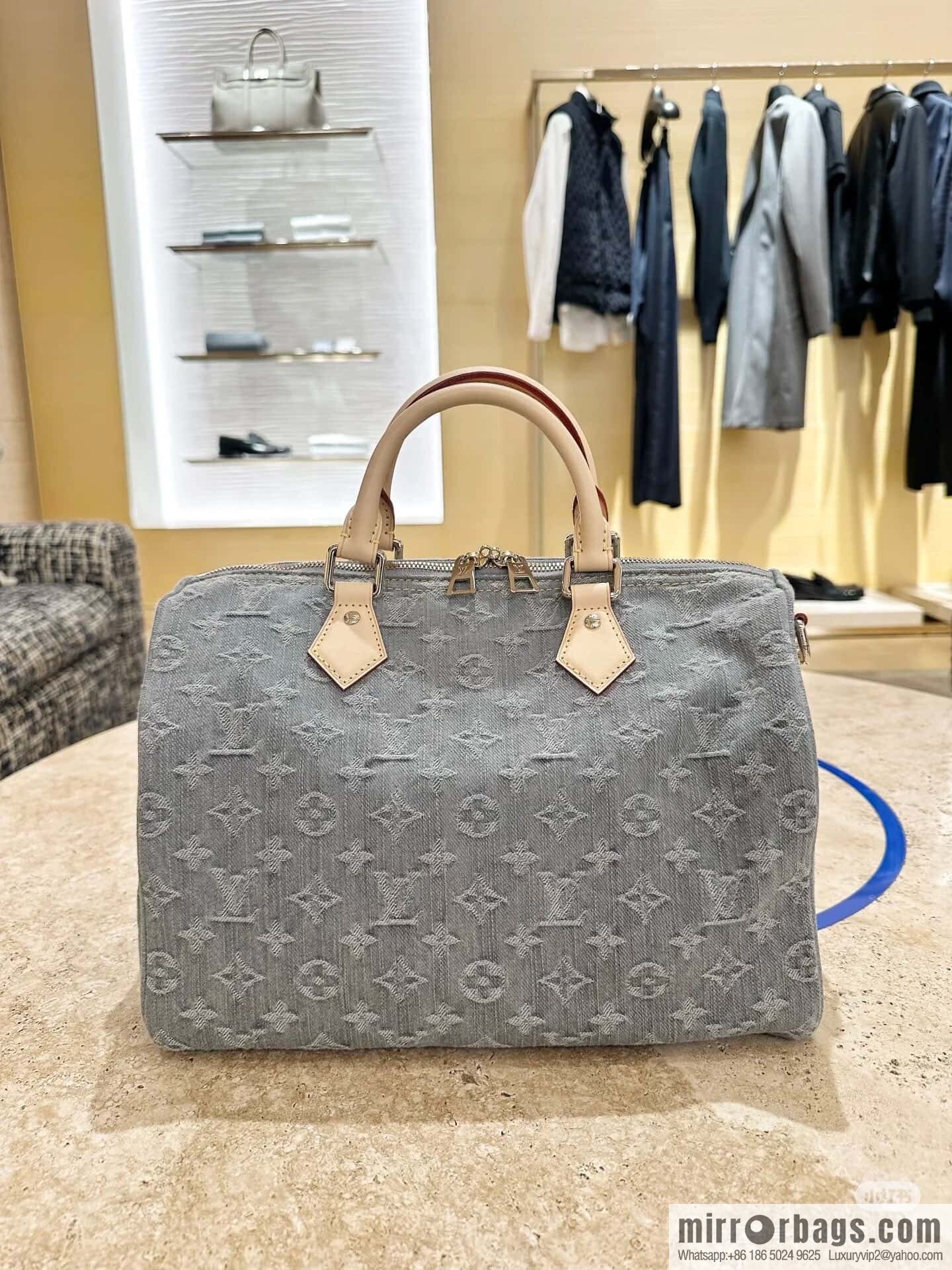 [Boutique‑grade] M13344 gray, denim speedy pillow bag SPEEDY SOFT 30 handbag
